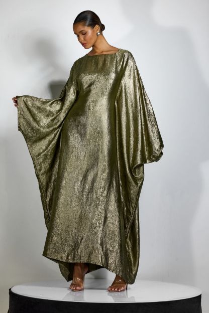 Alina Metallic Batwing Sleeve Maxi Kaftan