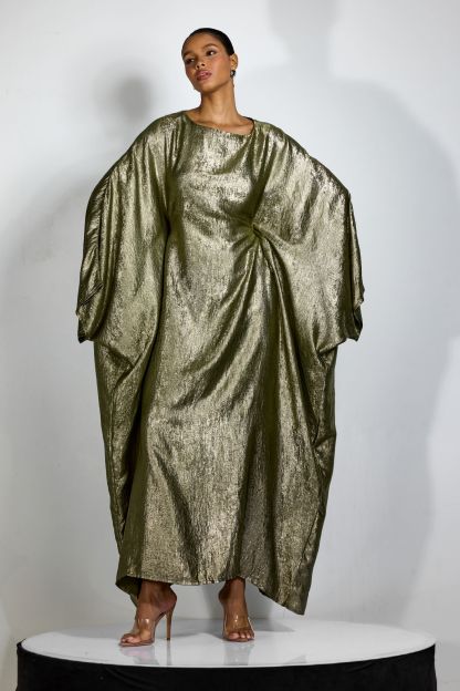 Alina Metallic Batwing Sleeve Maxi Kaftan