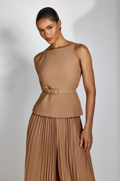 Paula Sleeveless Top & Pleated Wide Leg Pants Set