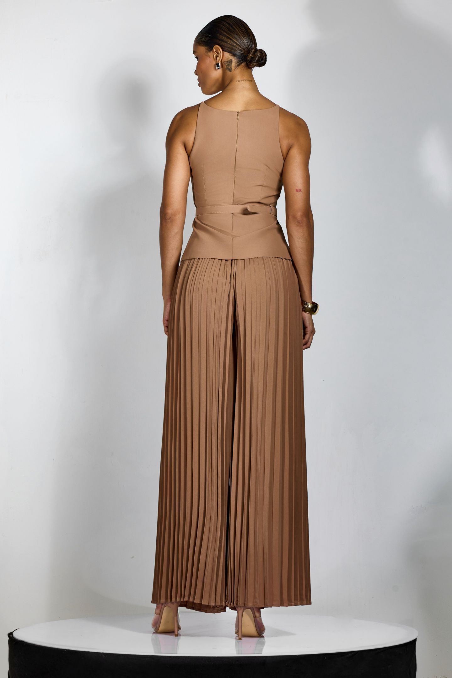Paula Sleeveless Top & Pleated Wide Leg Pants Set