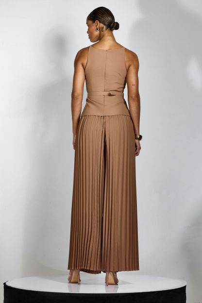 Paula Sleeveless Top & Pleated Wide Leg Pants Set