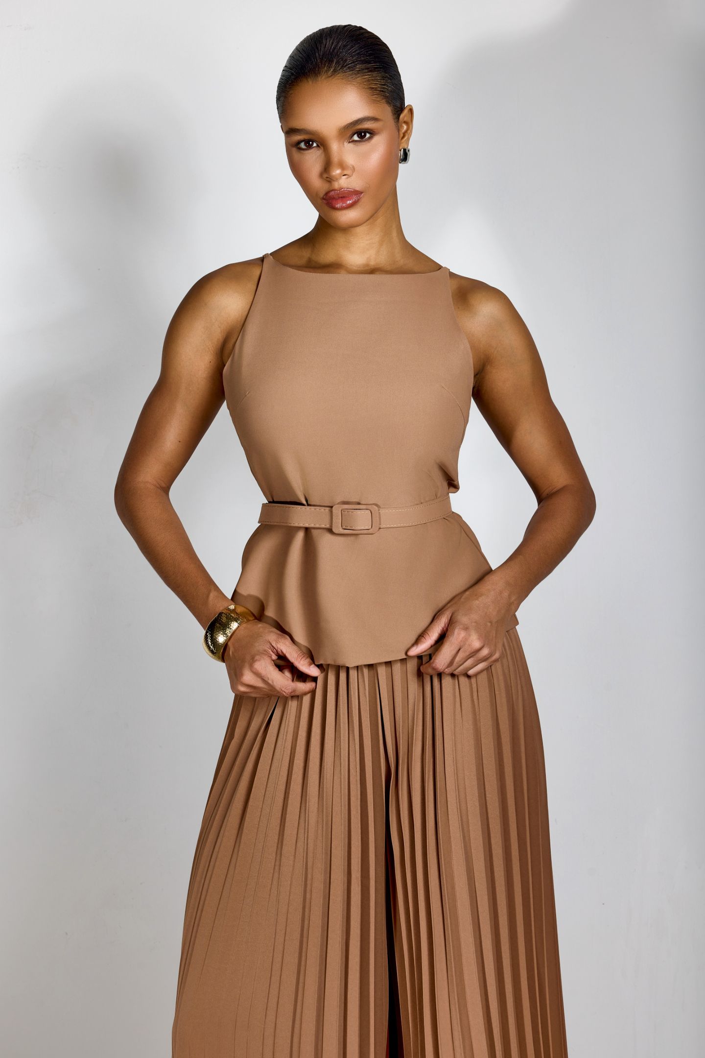Paula Sleeveless Top & Pleated Wide Leg Pants Set