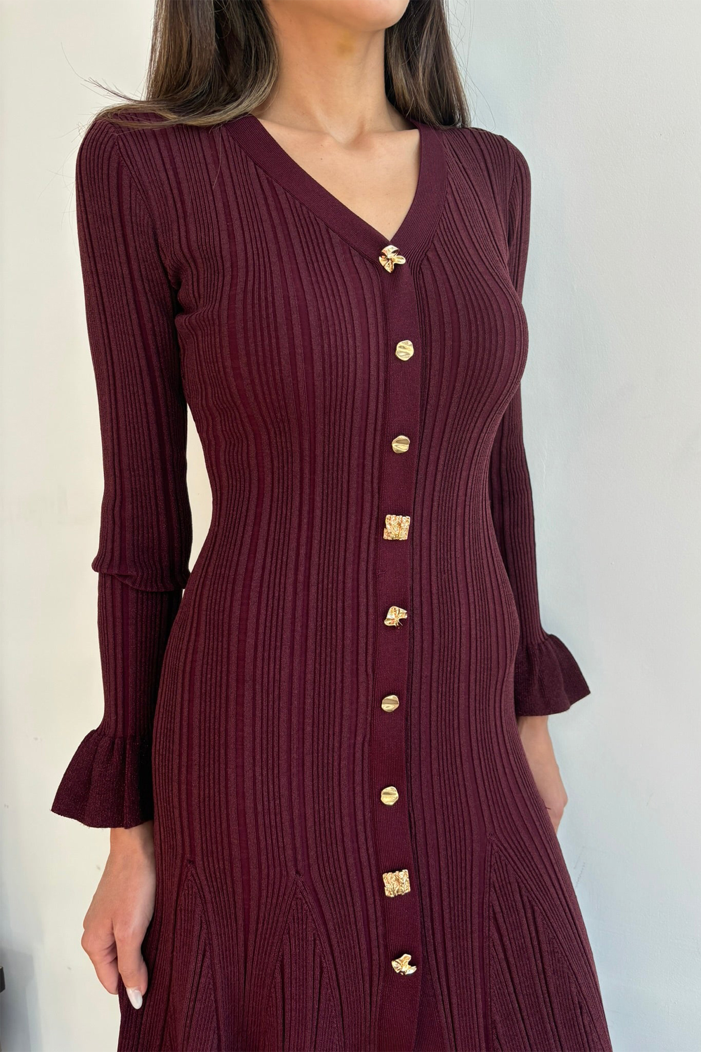 KAREN MILLEN 日本未入荷 ミディドレス フレア スクエアネック KAREN MILLEN】蝶ネクタイ ノースリーブミディドレス