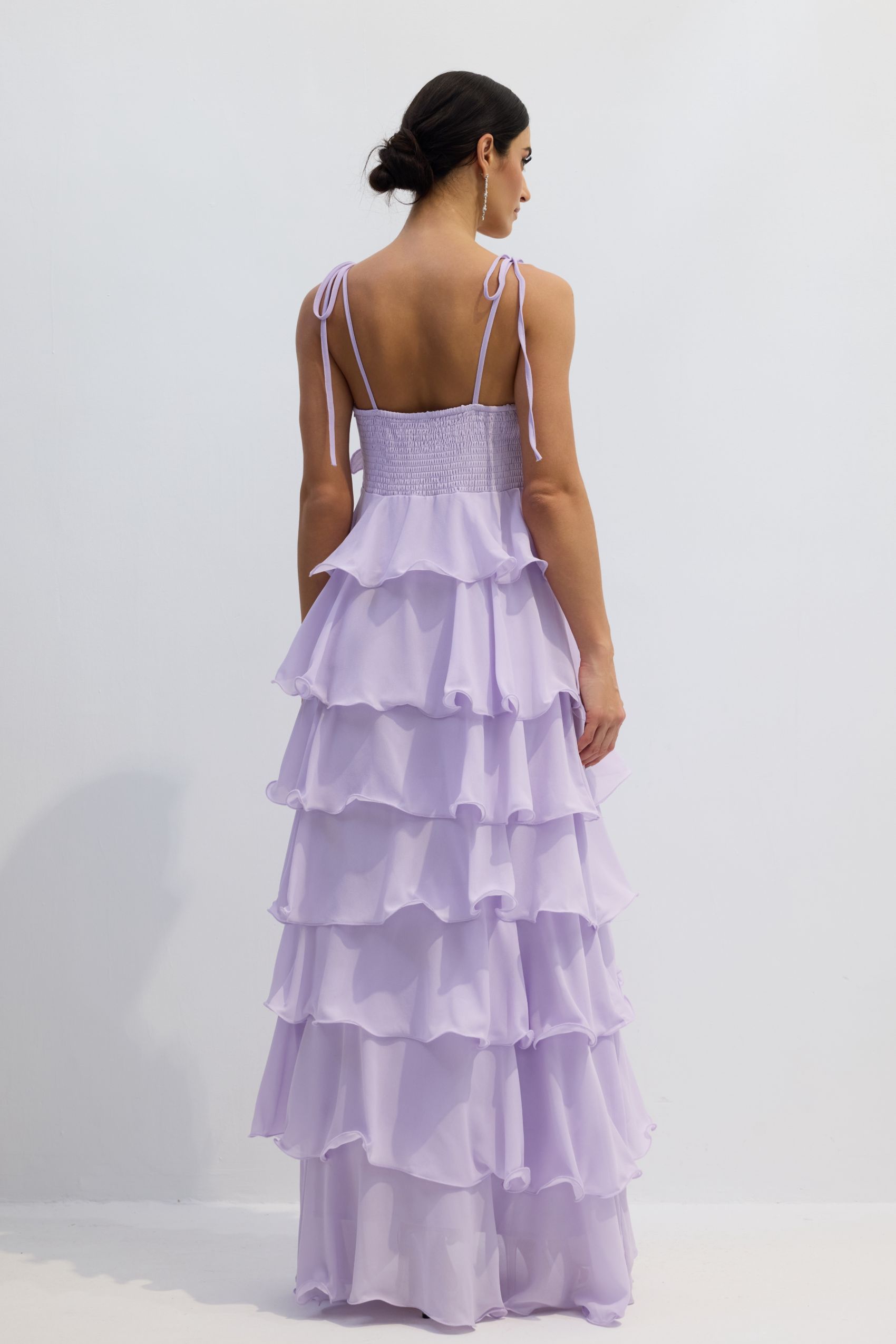Clara Diamante Flower Tiered Maxi Slip Dress