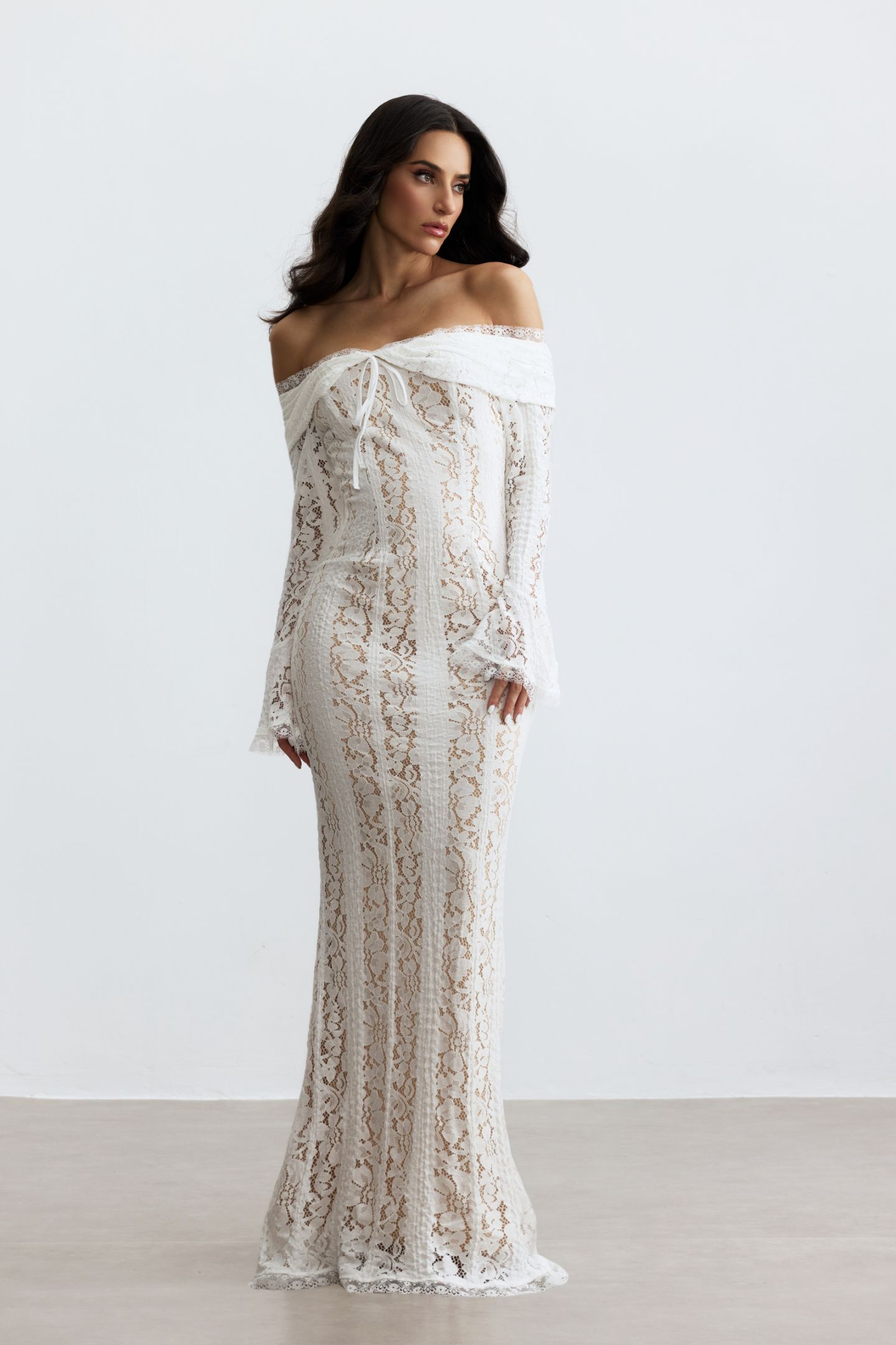 Emily Off Shoulder Lace Maxi Dress