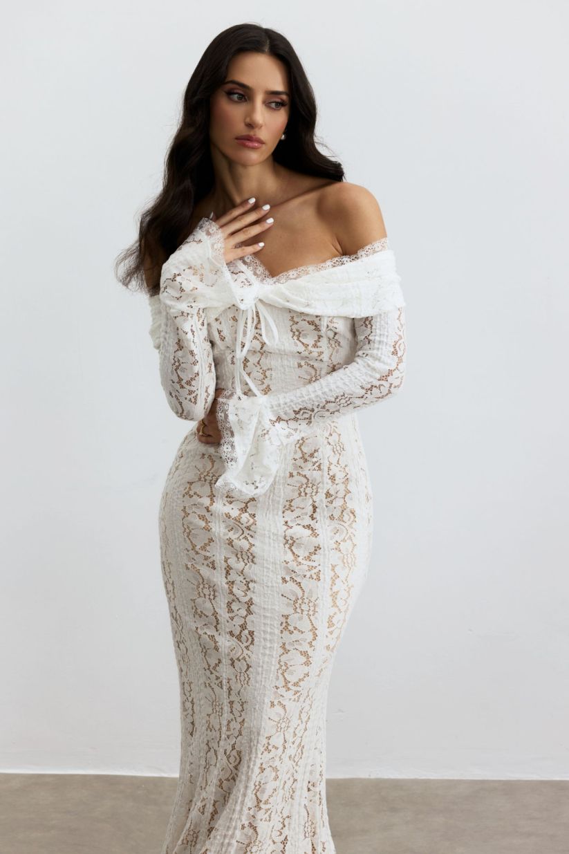 Mirage Off Shoulder Fitted Maxi Dress