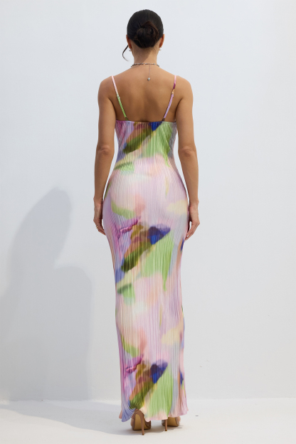 Peggy Abstract Print Spaghetti Strap Maxi Dress