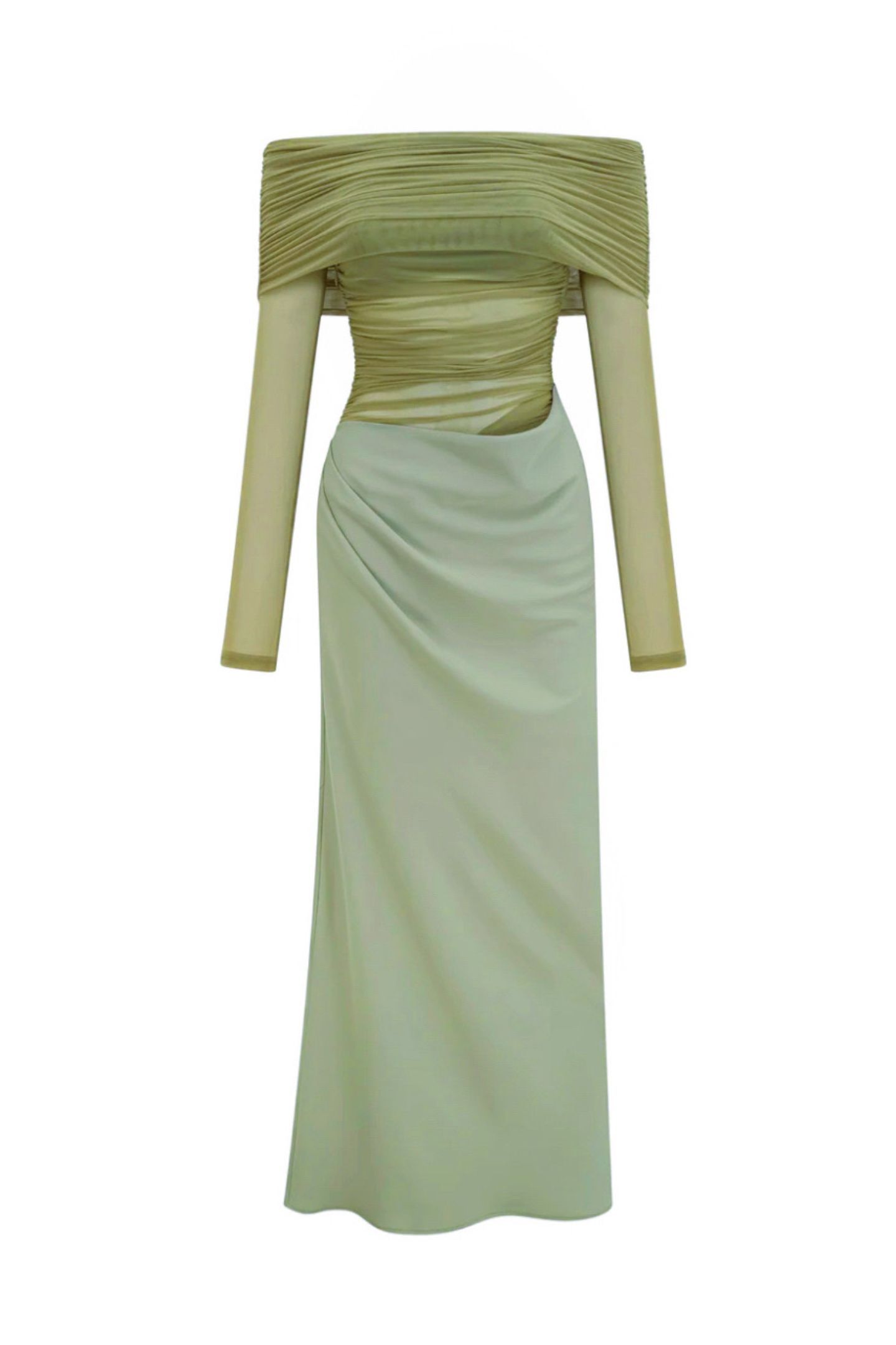 Lillian Off Shoulder Sheer Maxi Mesh Dress