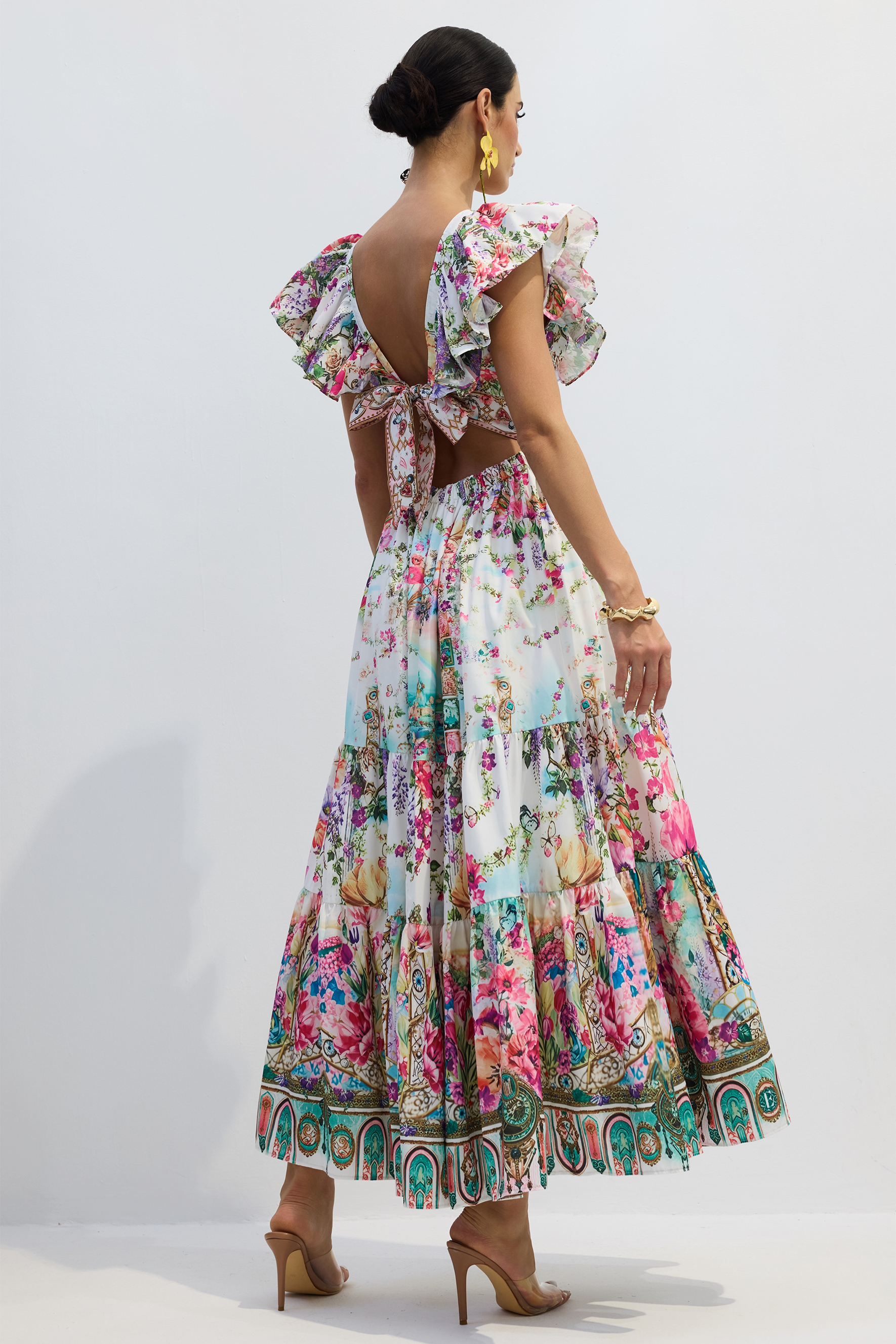 Lorena Floral Print Ruffle Maxi Dress