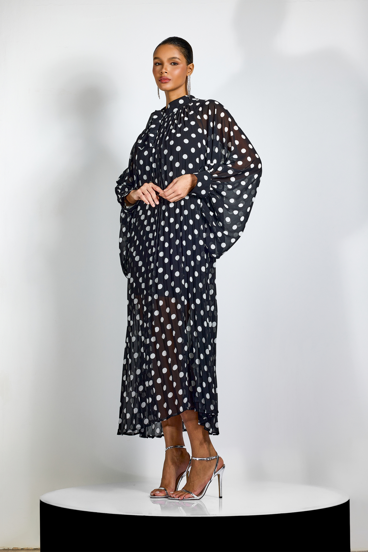 Ella Polka Dot Tie Neck Maxi Dress