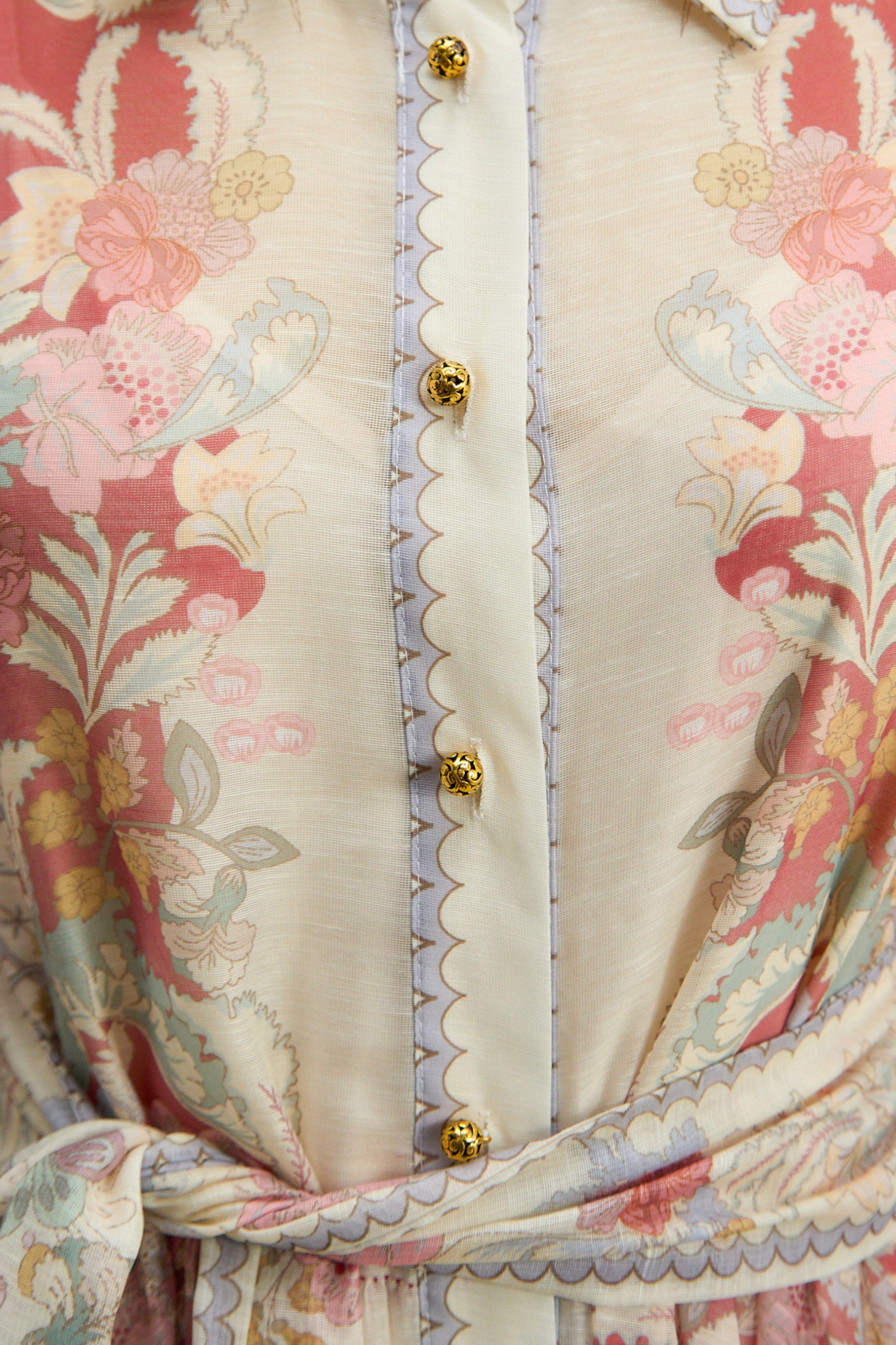 Secret Garden Pink Floral Print Long Sleeve Maxi Dress