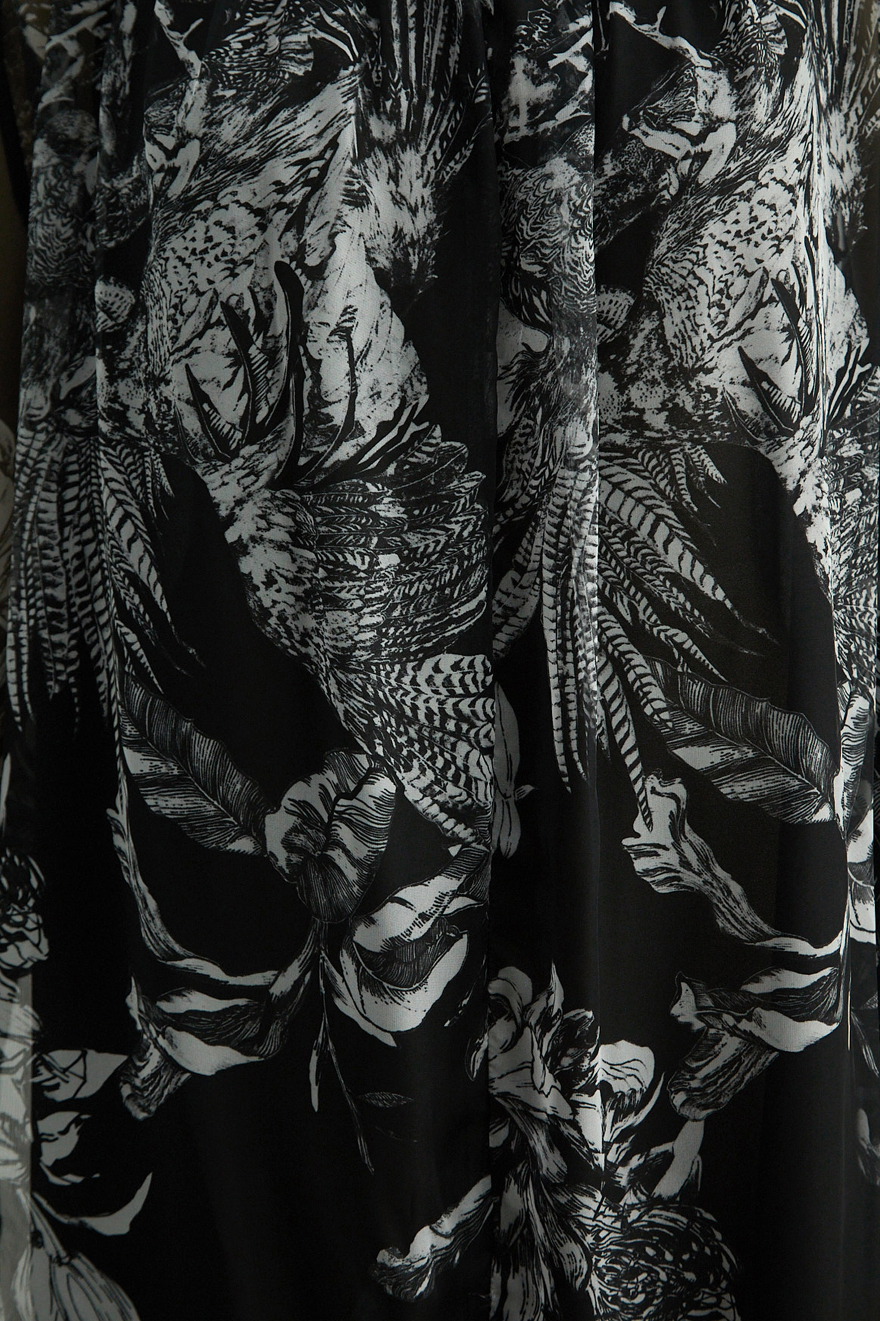 Shadow Garden Black Floral Print Puff Sleeve Maxi Dress