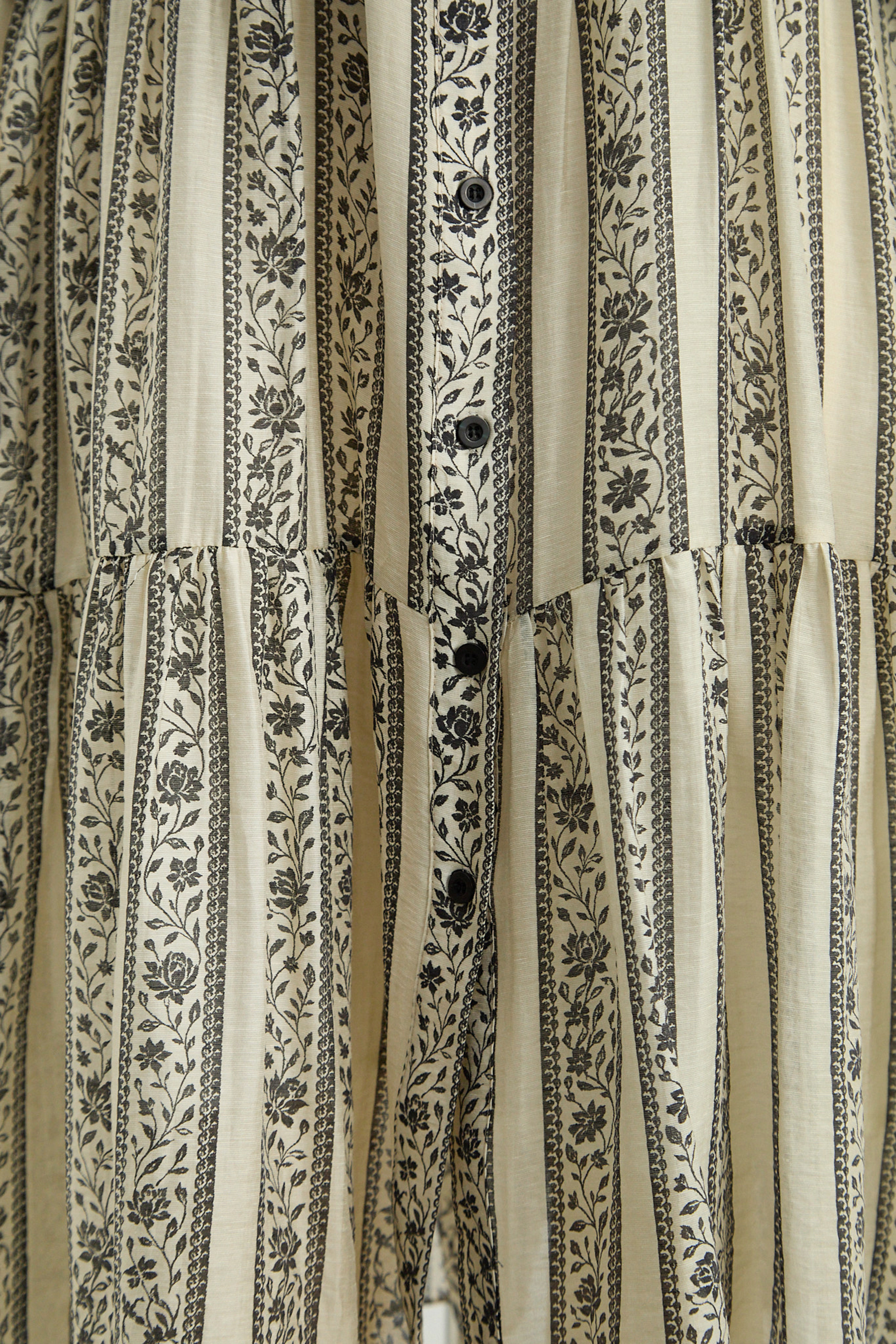 Moonlit Stroll Beige Striped Floral Print Midi Dress