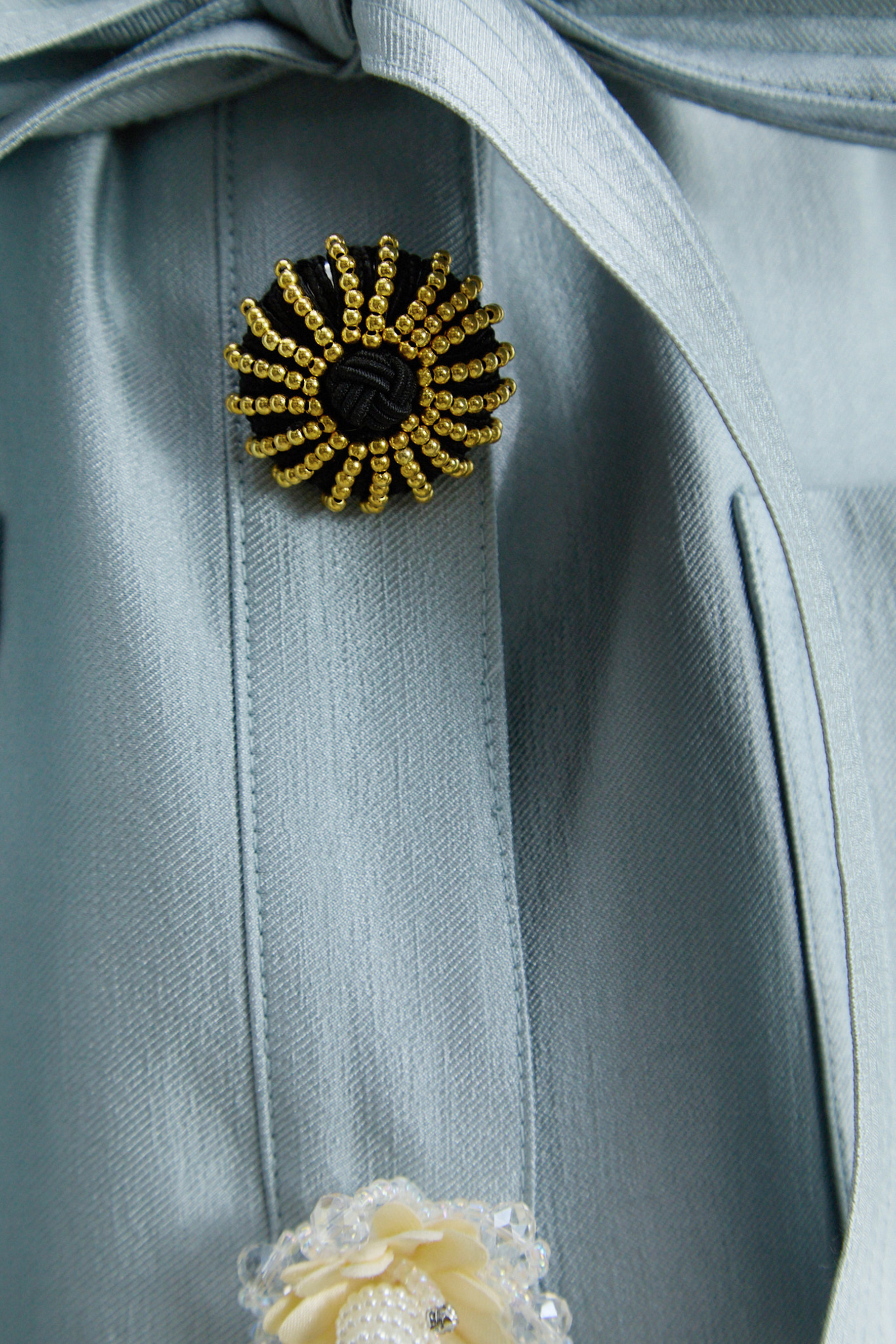 Simple Feeling Blue Floral Button & Wide Leg Pants Set