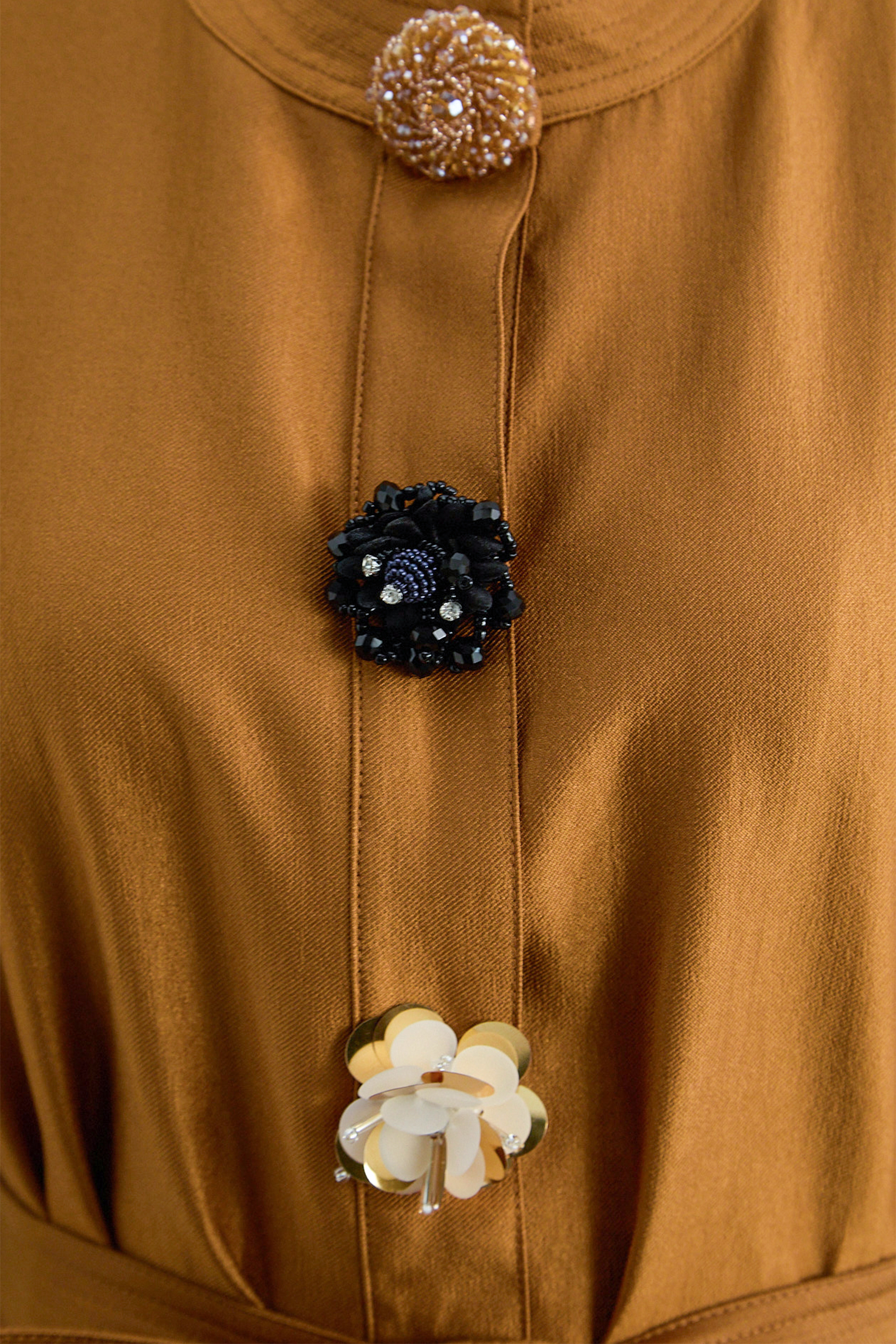 Time Moves Soft Brown Floral Button Vest & Wide Leg Pants Set