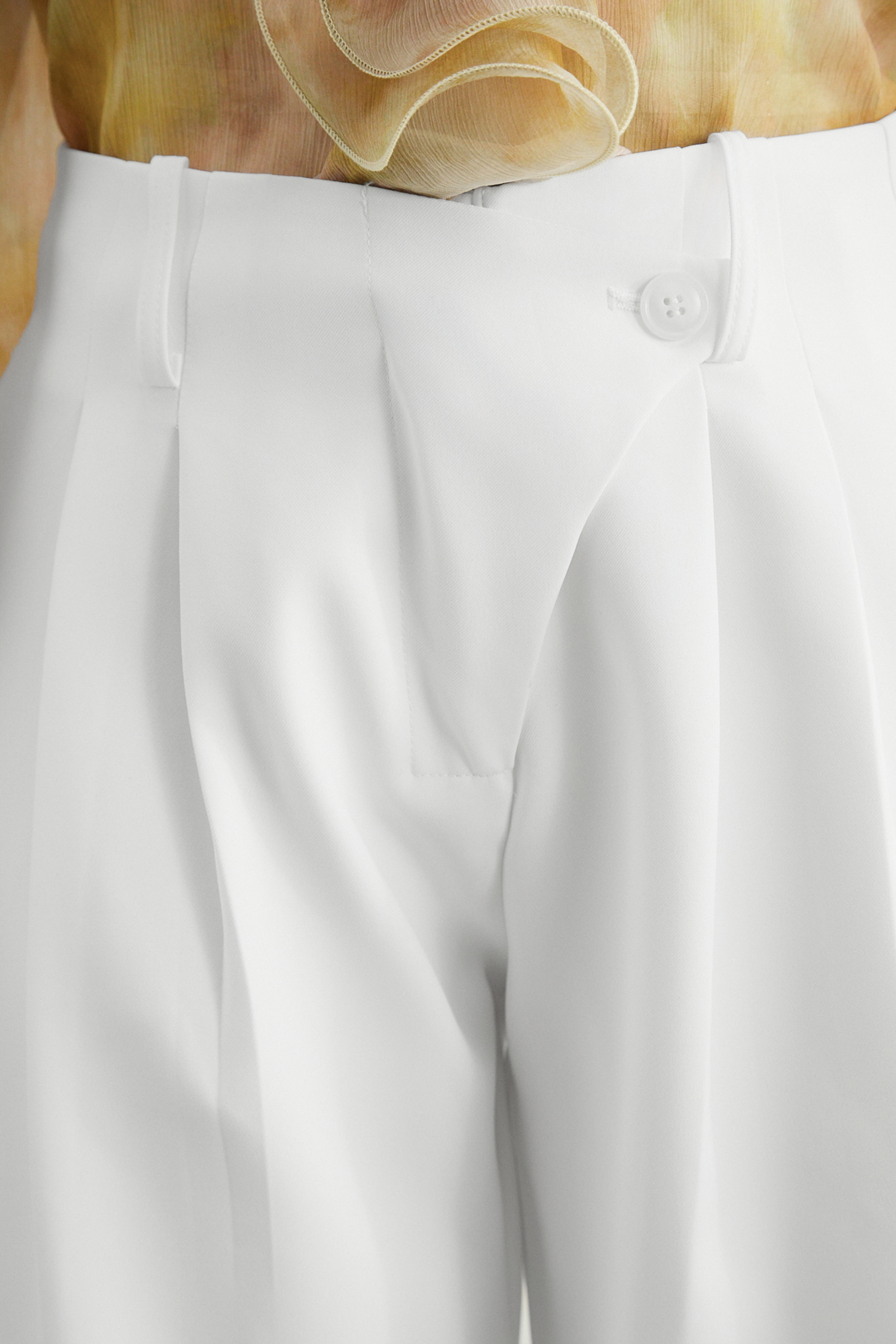 Graceful Darling White High Waist Wide Leg Trousers