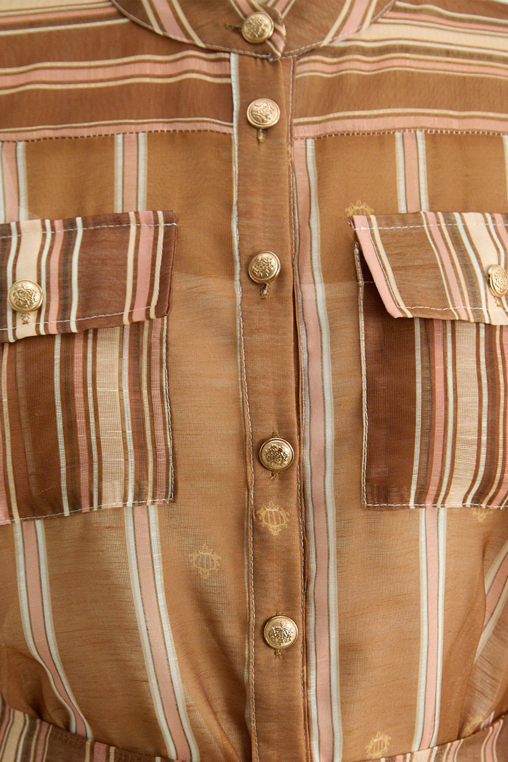 Somewhere With You Brown Striped Shirt & Skirt Set