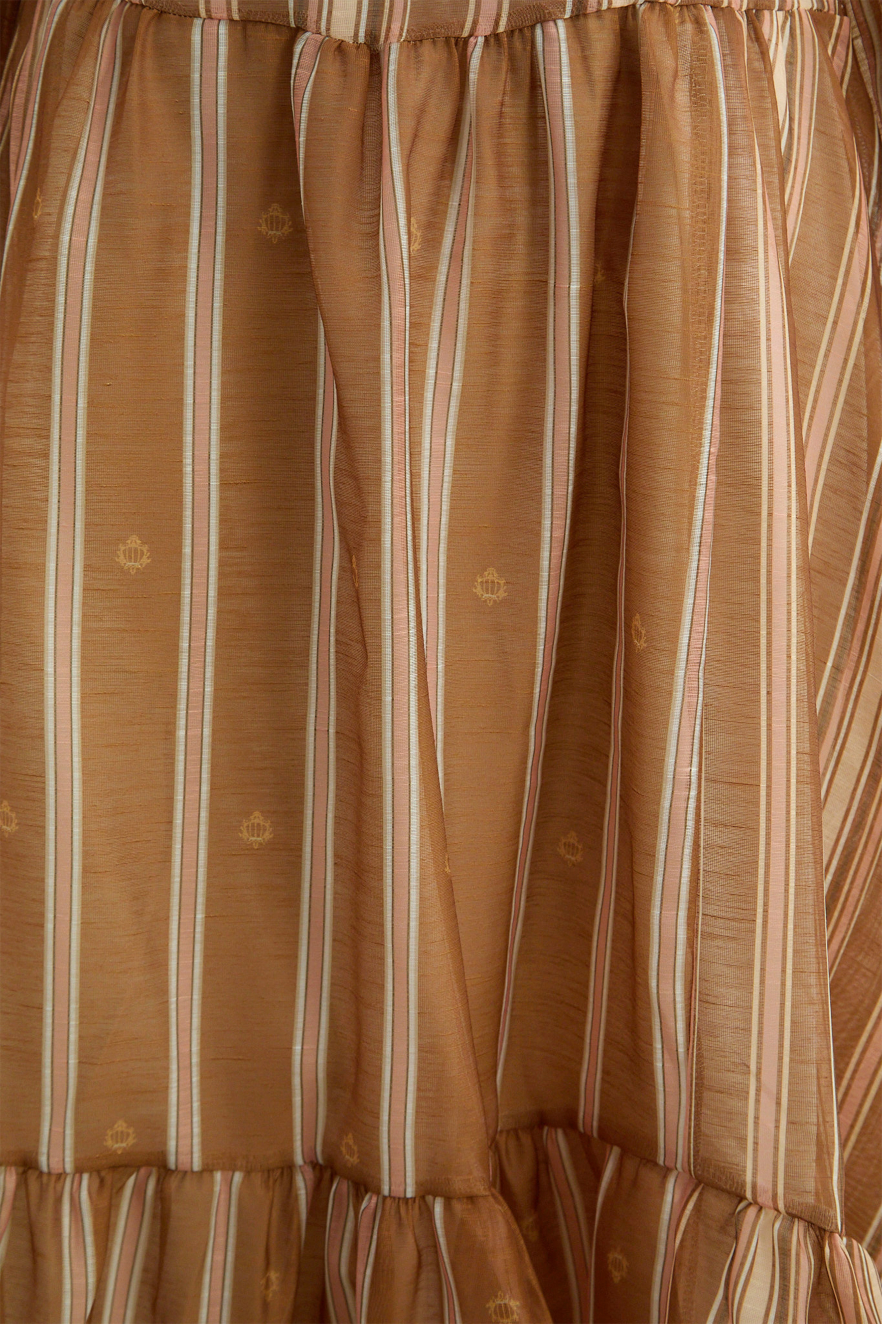 Somewhere With You Brown Striped Shirt & Skirt Set