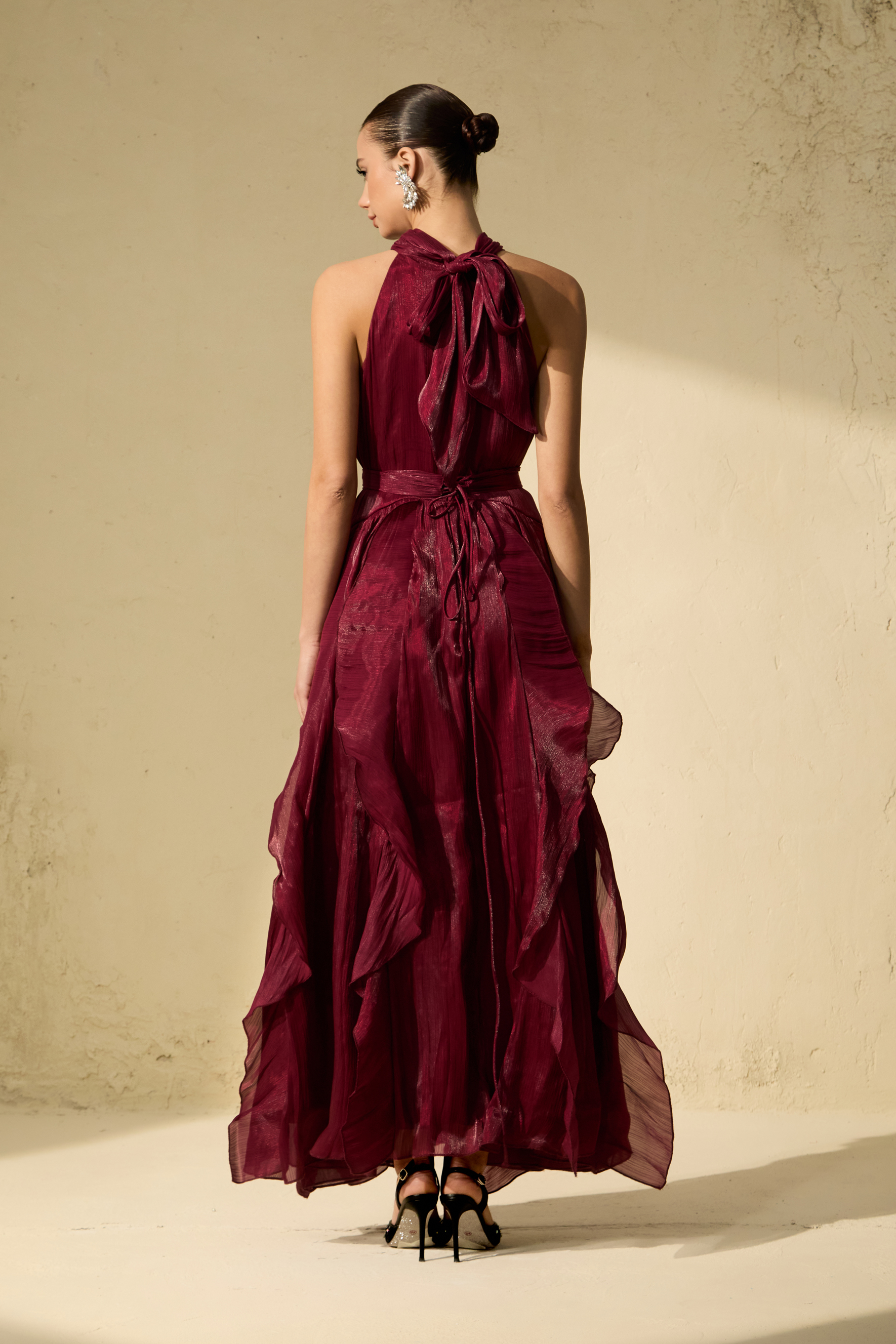 Love In Your Eyes Rosette Tiered Ruffles Maxi Dress