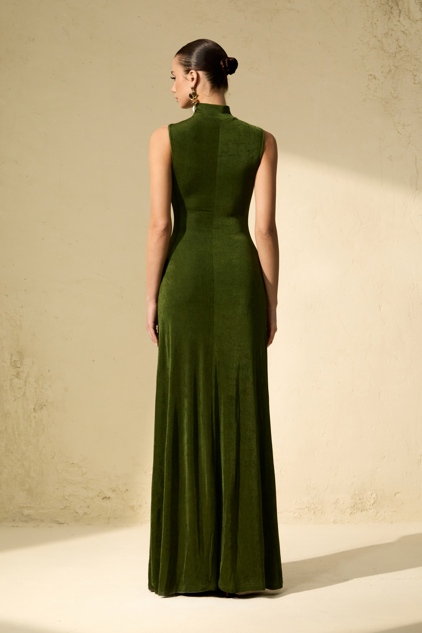Masterfully Flirty Green Twisted Front Sleeveless Maxi Dress