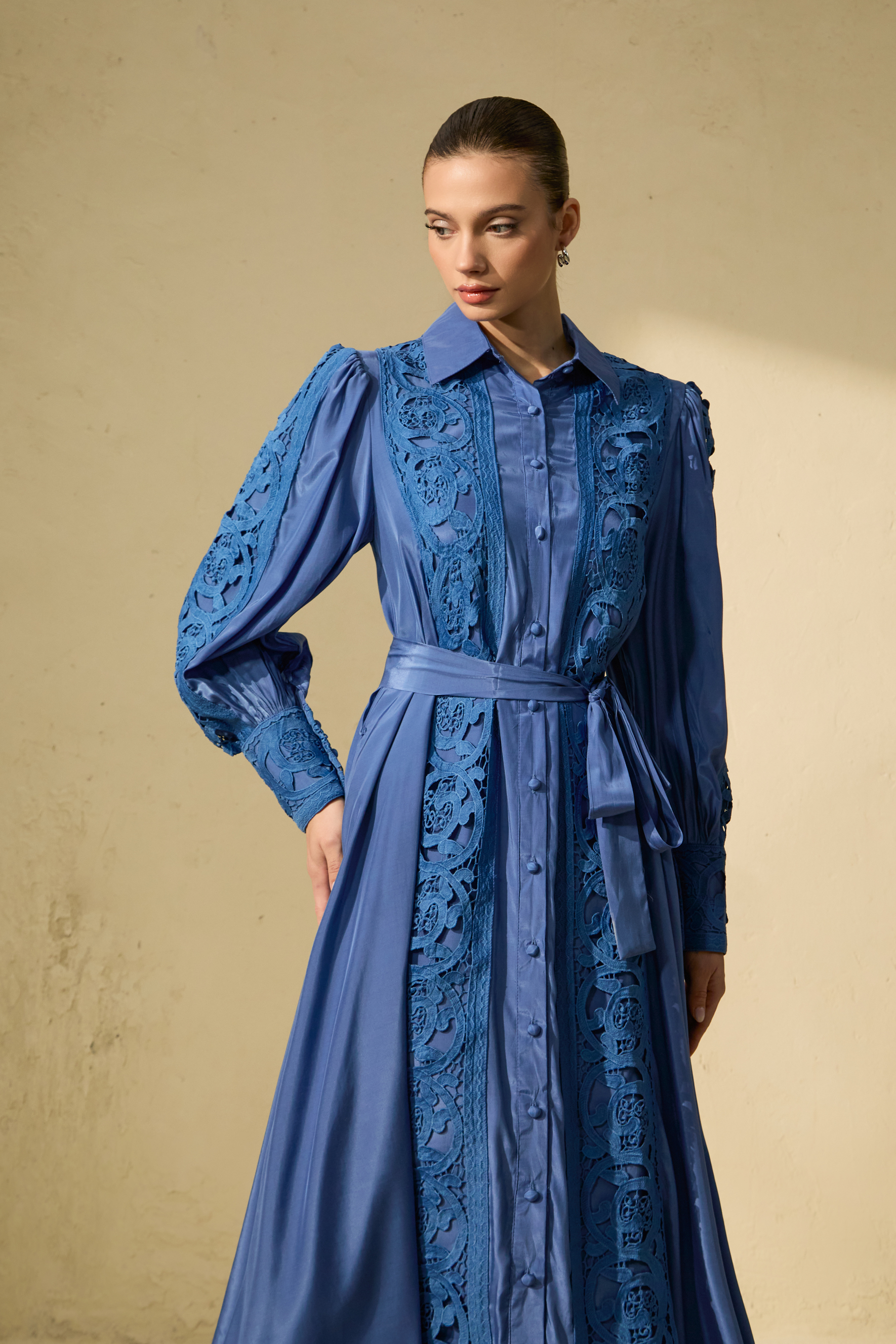 Keeper of My Heart Blue Embroidered Long Sleeve Maxi Dress