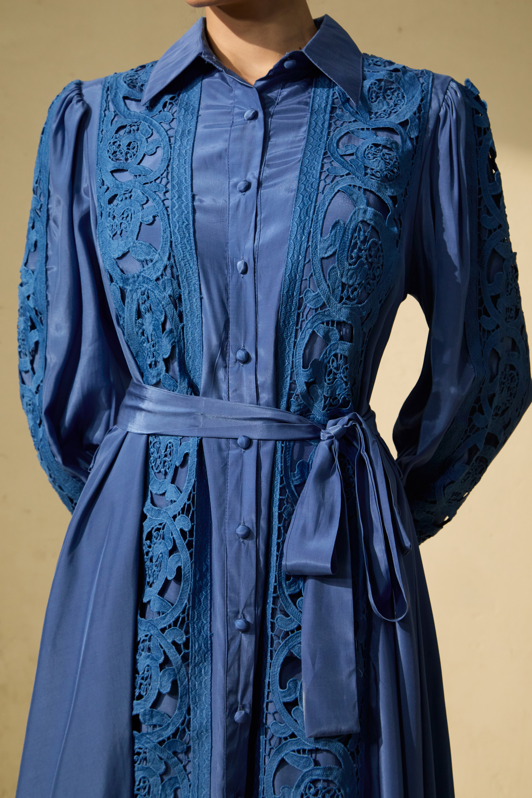 Keeper of My Heart Blue Embroidered Long Sleeve Maxi Dress