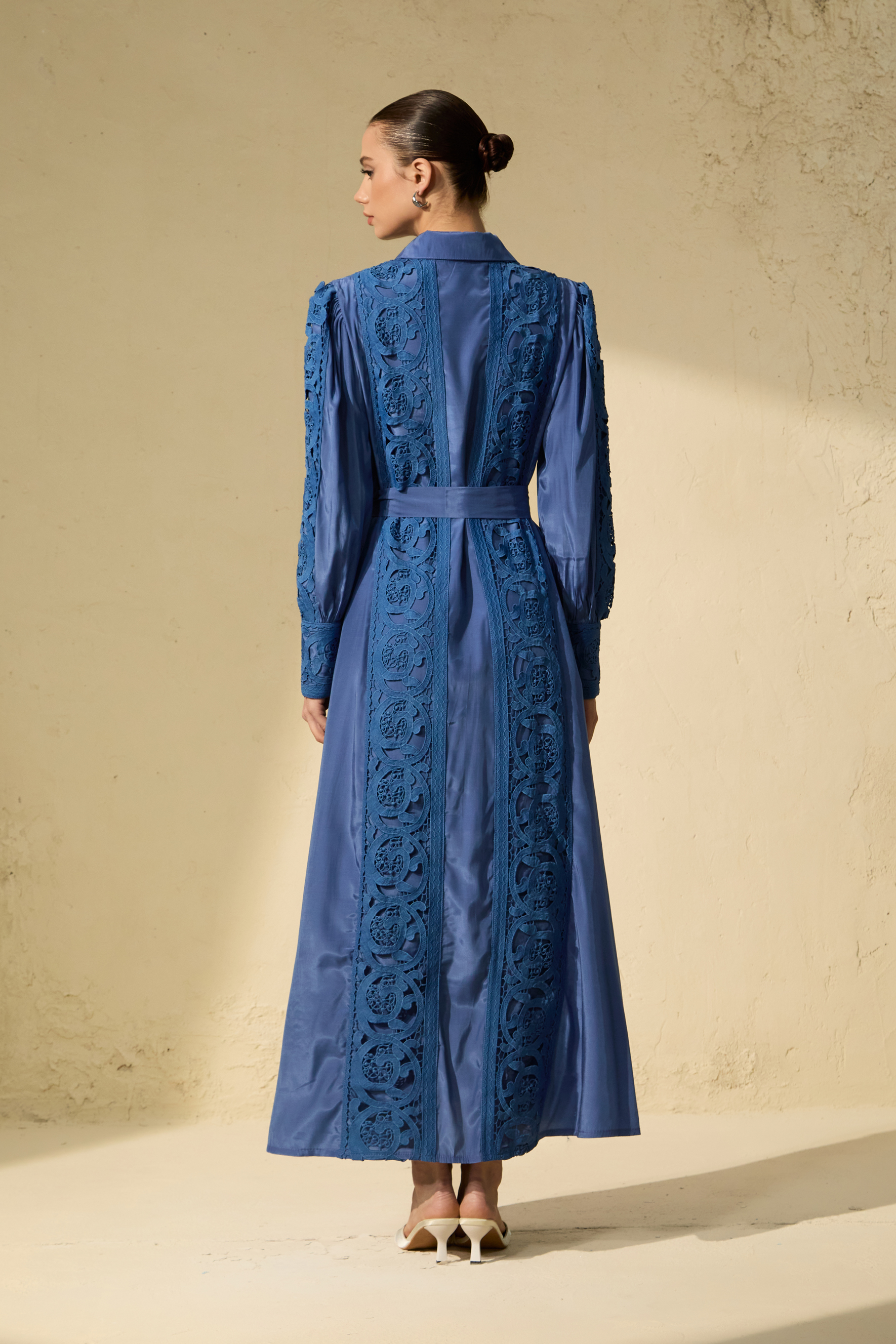 Keeper of My Heart Blue Embroidered Long Sleeve Maxi Dress