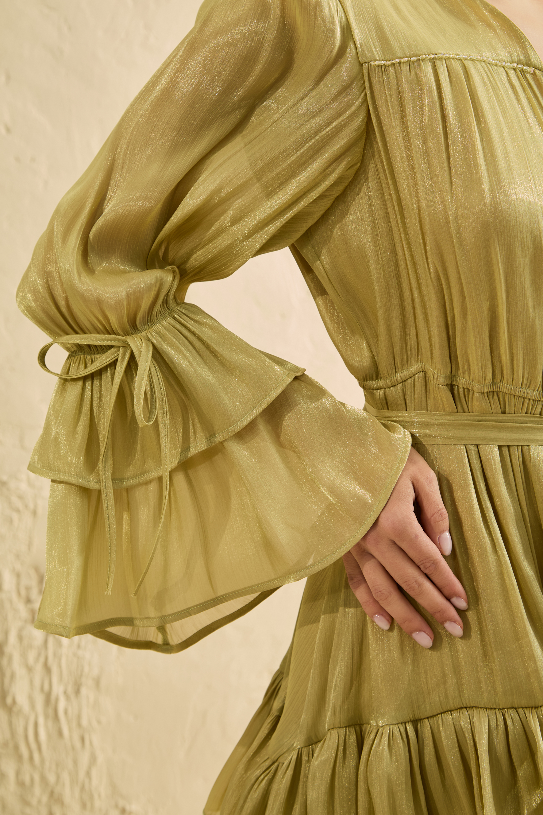 Signature Lady Olive Tiered Ruffle Maxi Dress