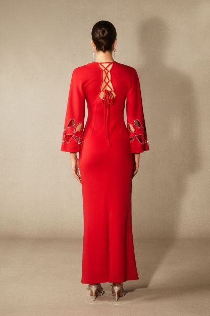 Sharon Long Sleeve Hollow Maxi Dress