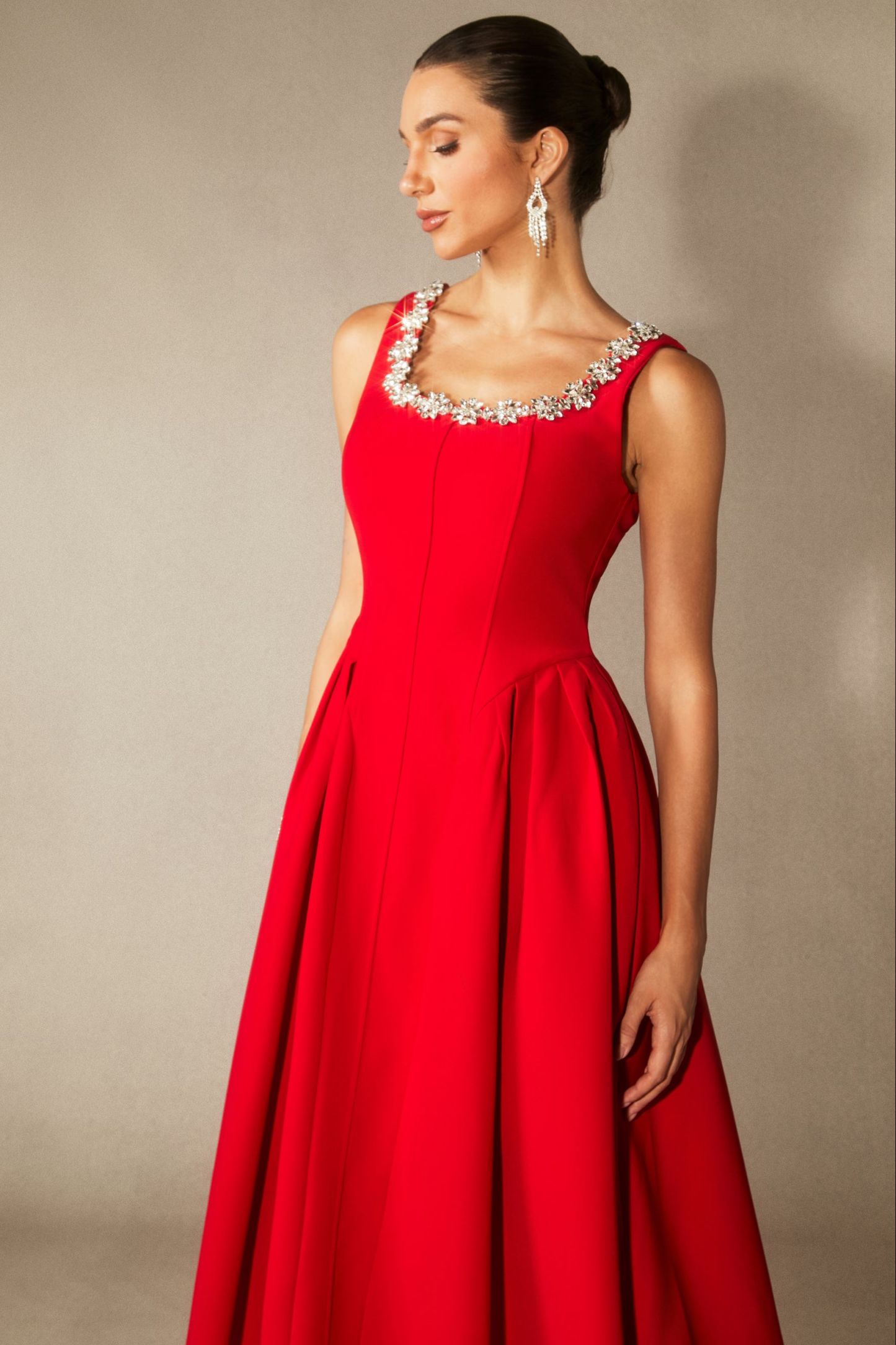 Anita Crystal Embellished Sleeveless Midi Dress