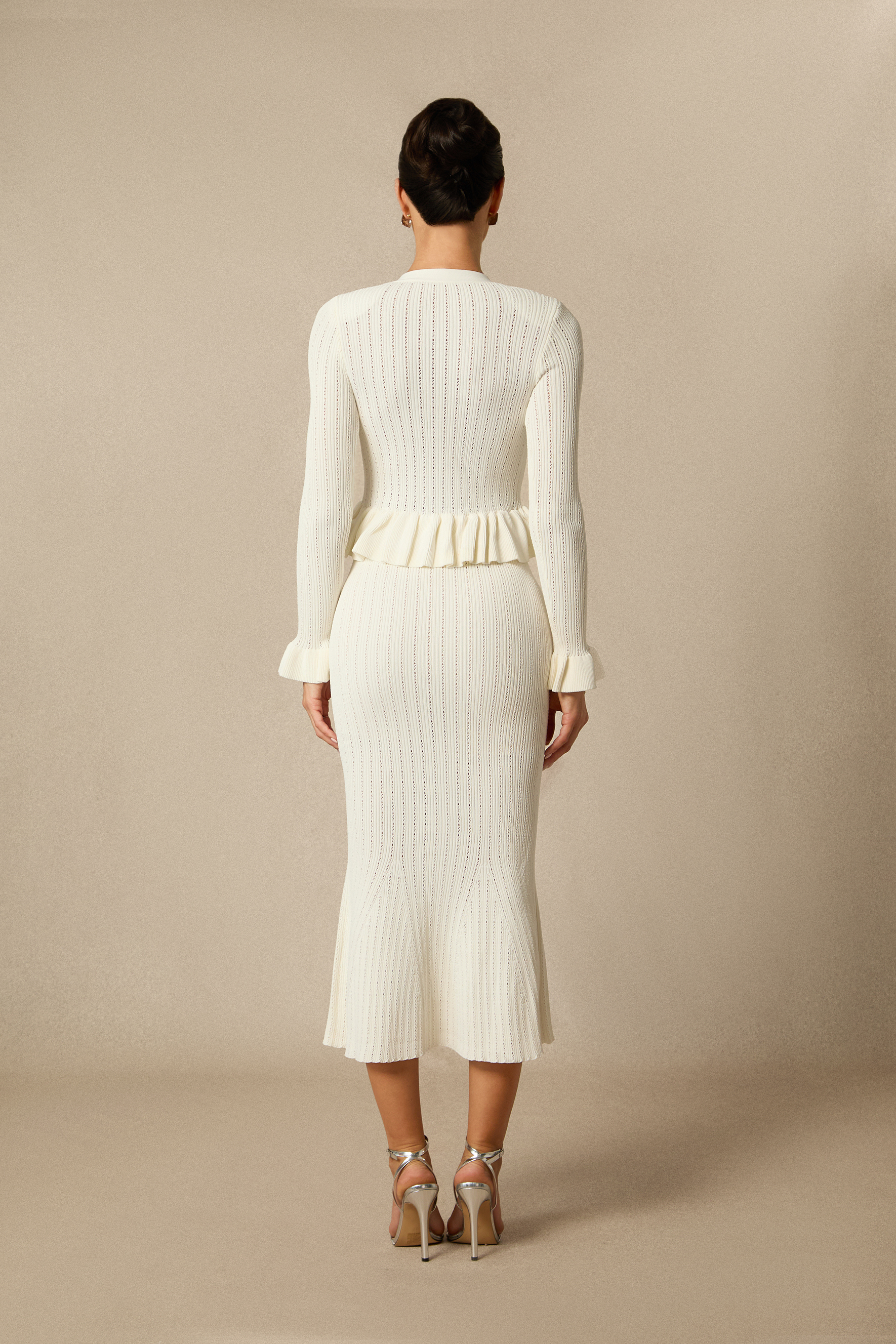 Alice Ruffle Ribbed Knit Midi Dress