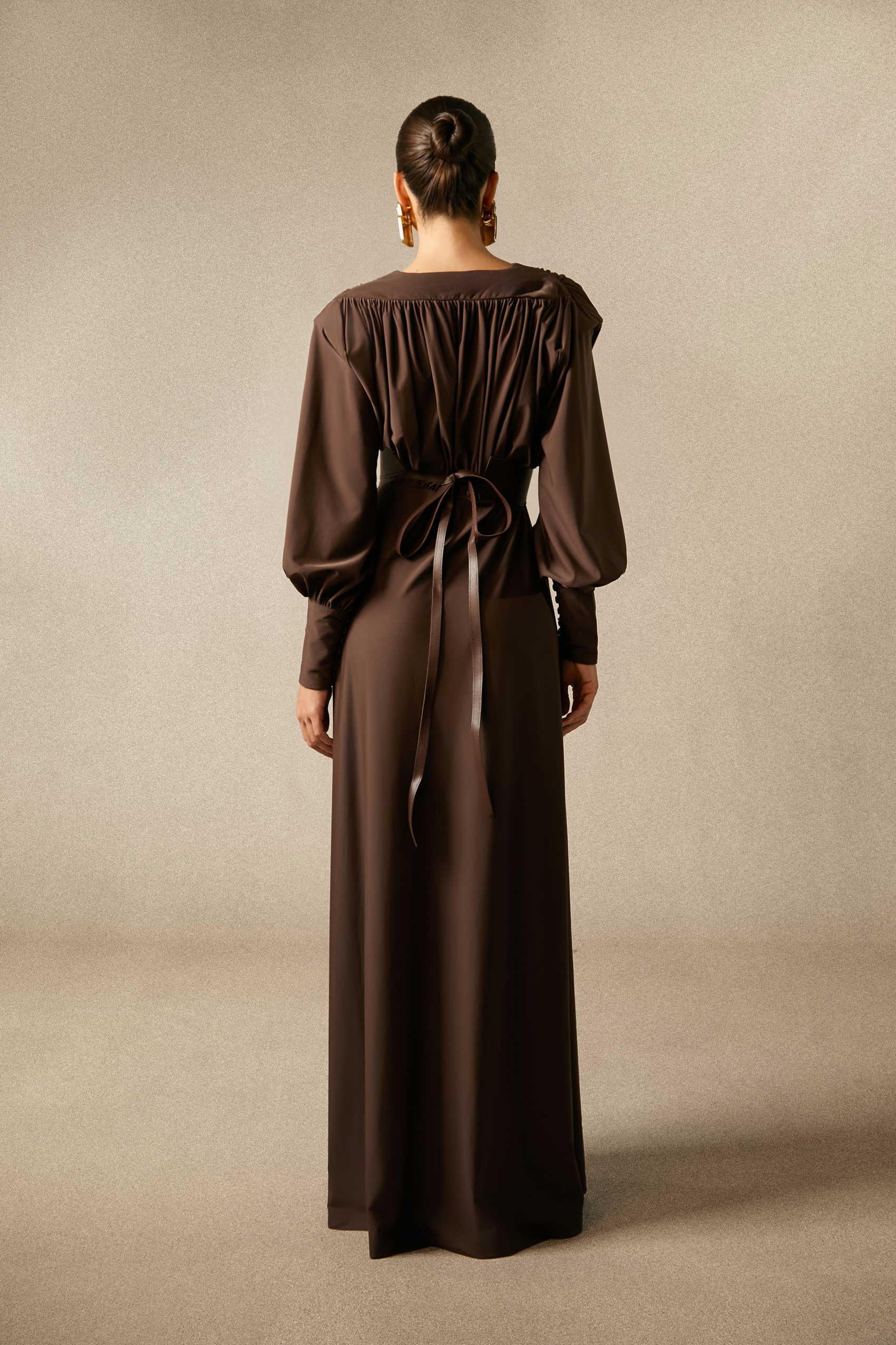 Renata Plunge Long Sleeve Maxi Dress