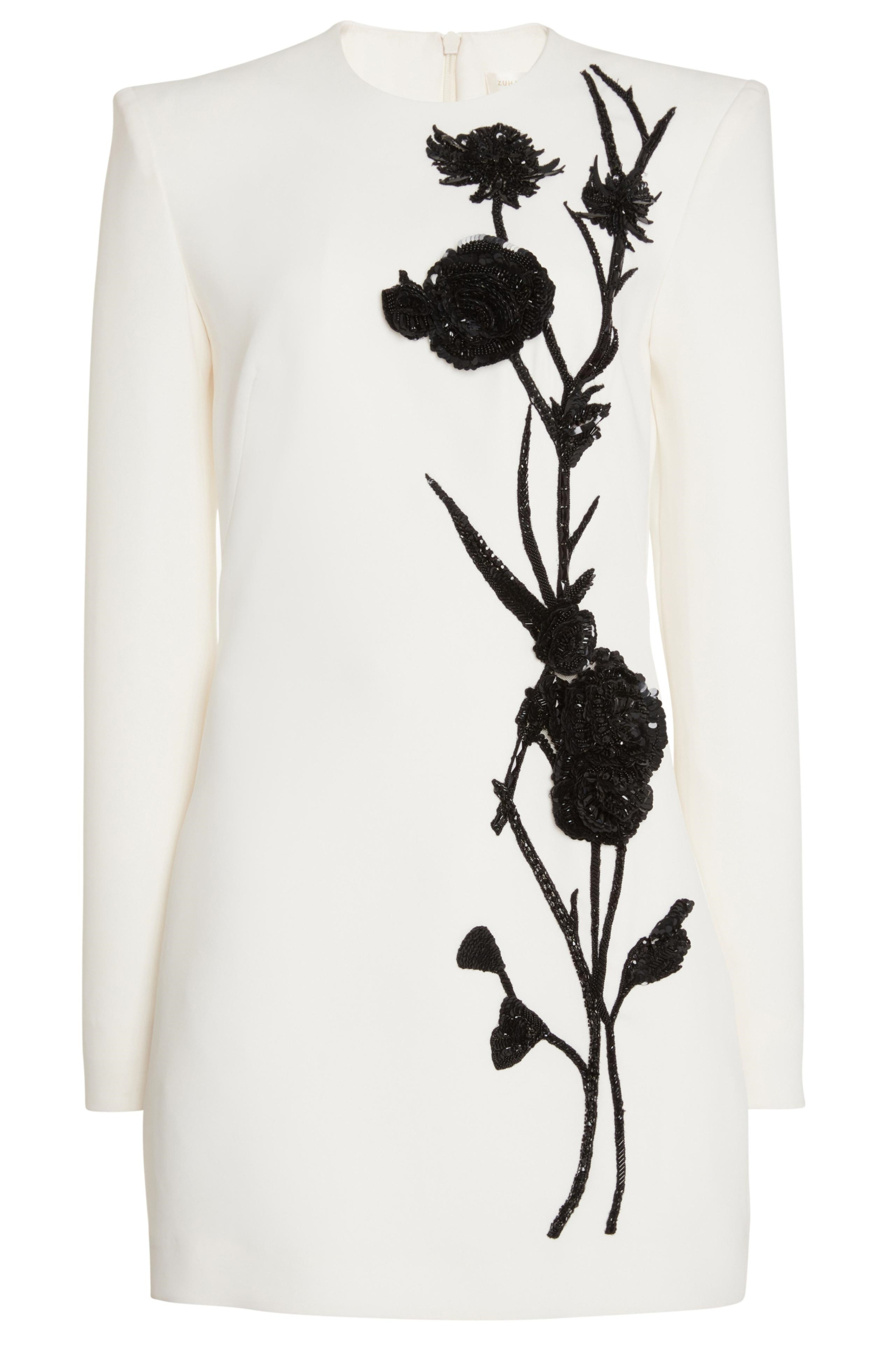 Venus Floral Embroidery Bead Mini Dress-Sunfere