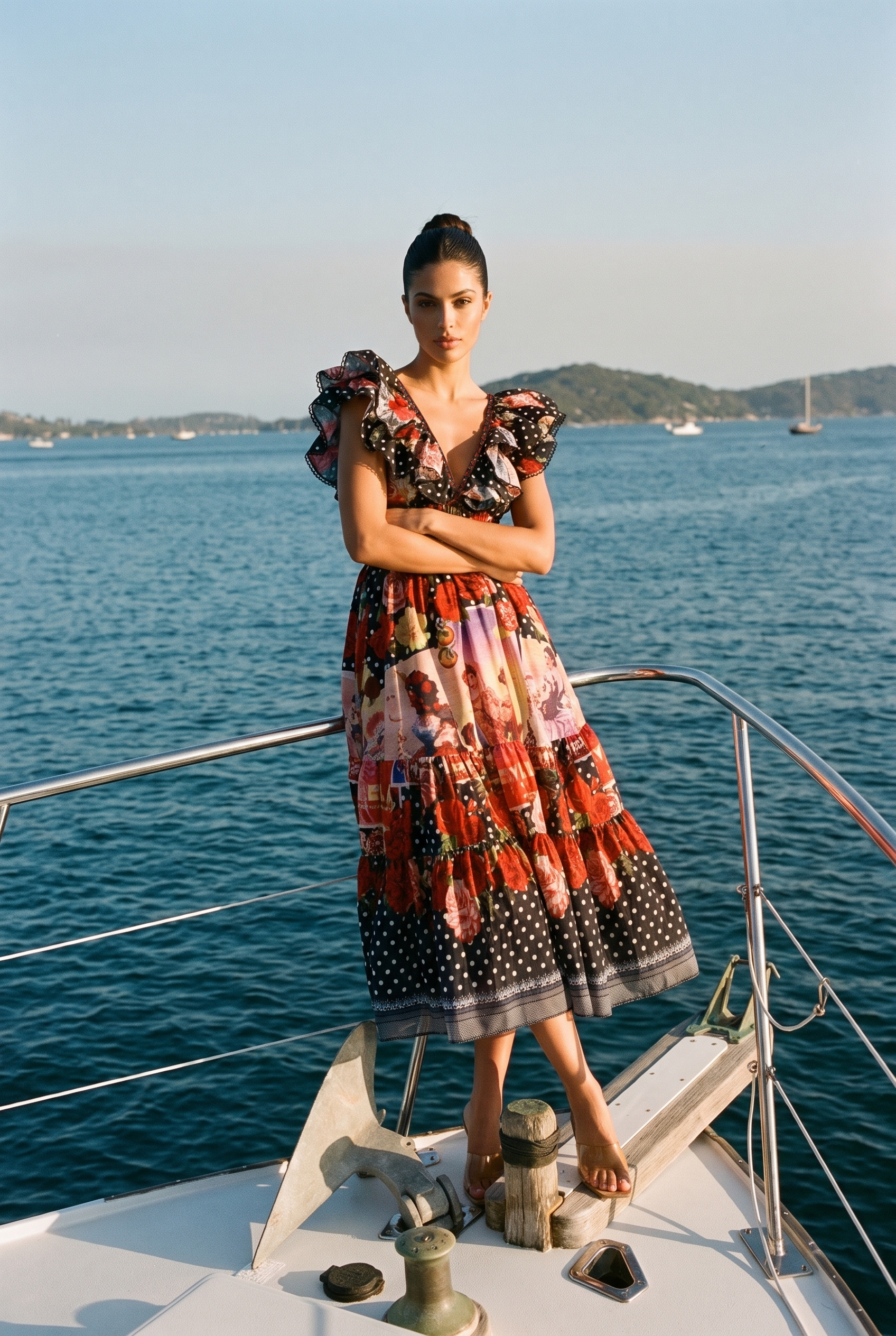Keep The Feeling Multi Polka Dot Floral Print Maxi Dress