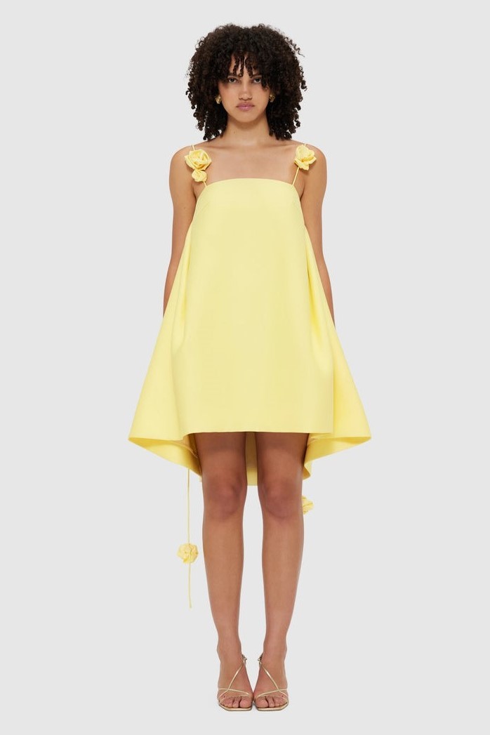 Emma Spaghetti Strap Rose Detail Mini Dress