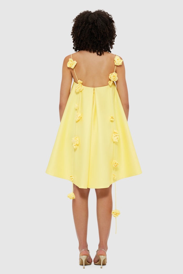 Emma Spaghetti Strap Rose Detail Mini Dress