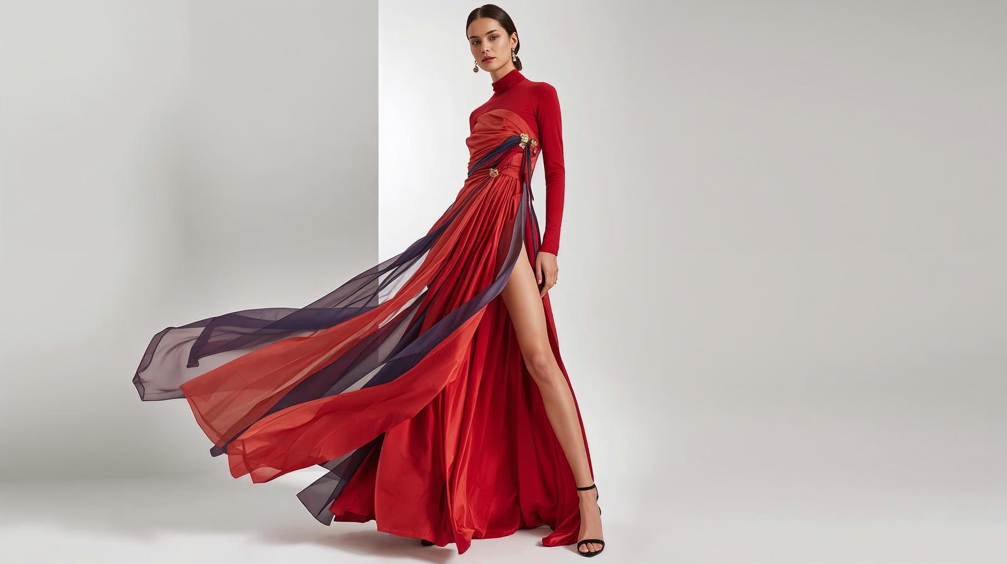 Long Sleeve Maxi Dress with Side Slit