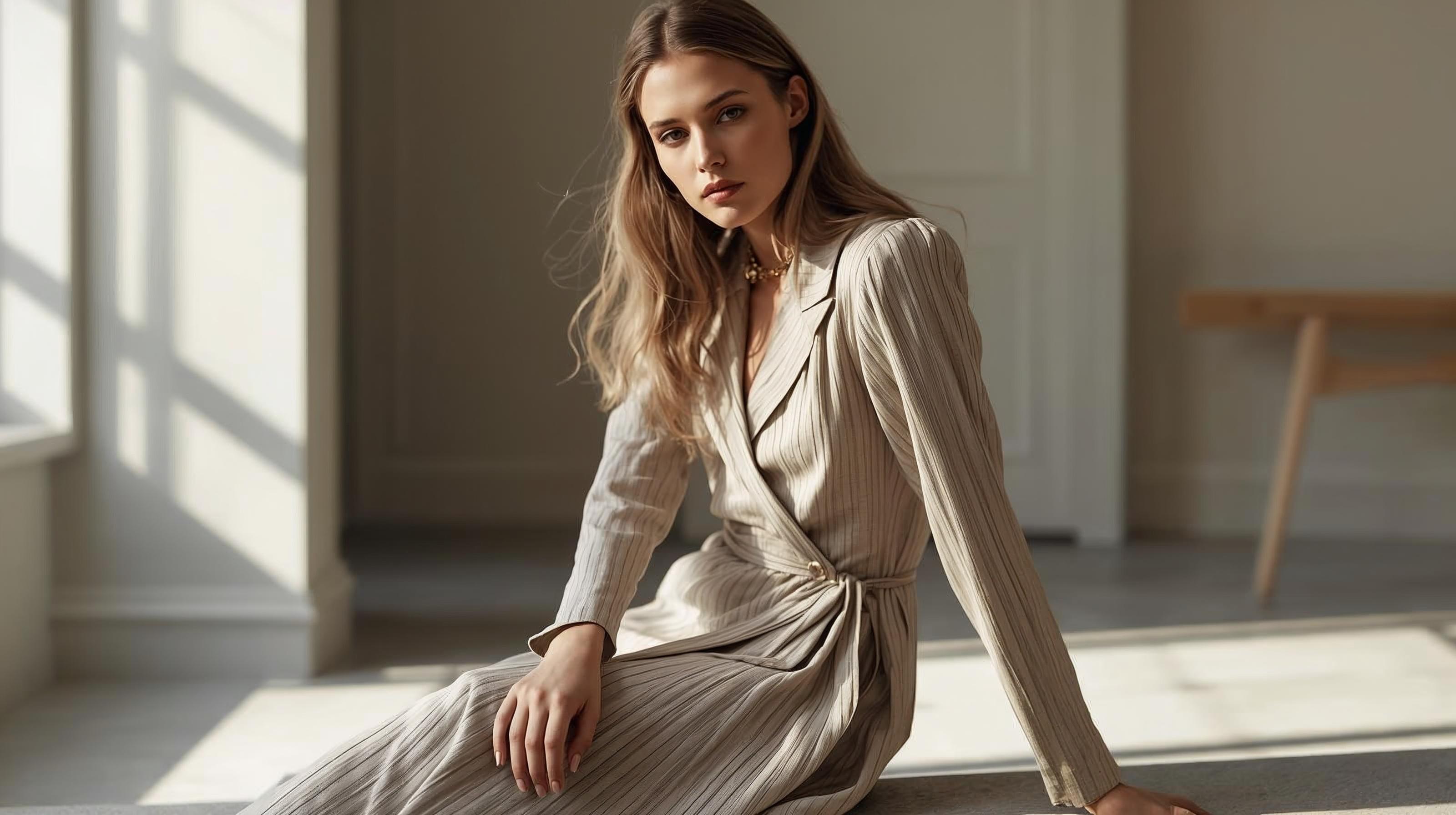 Long Sleeve Neutral Dress for Any Season