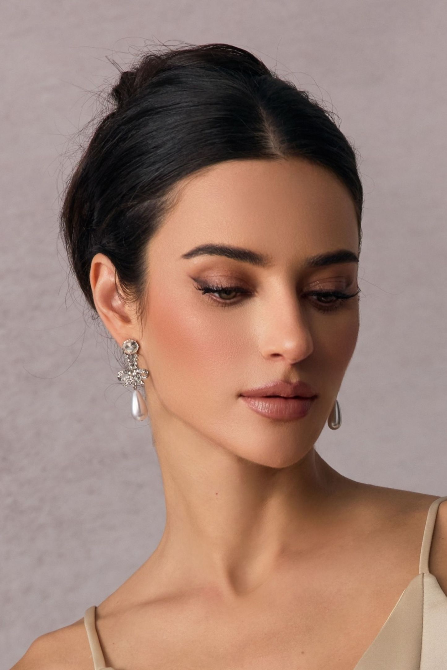 Bow Drop Pearl Earrings