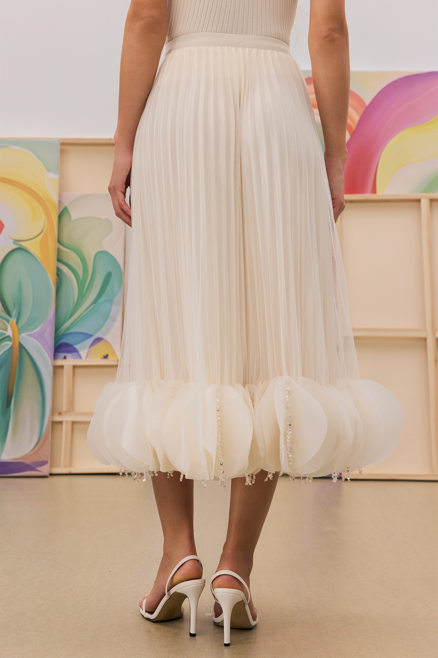 Ann Sequin Tassel Pleated Skirt
