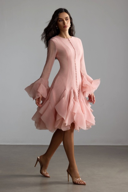 Gloria Long Sleeve Flared Hem Midi Dress
