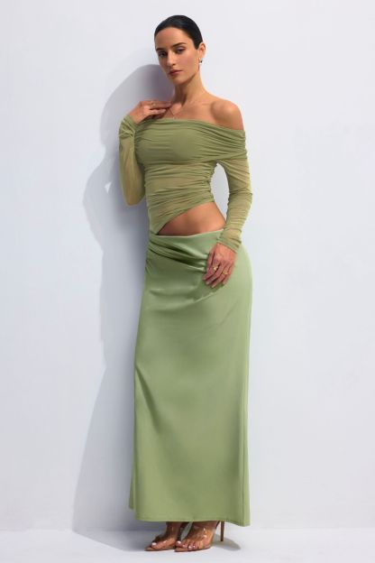 Lillian Off Shoulder Sheer Maxi Mesh Dress