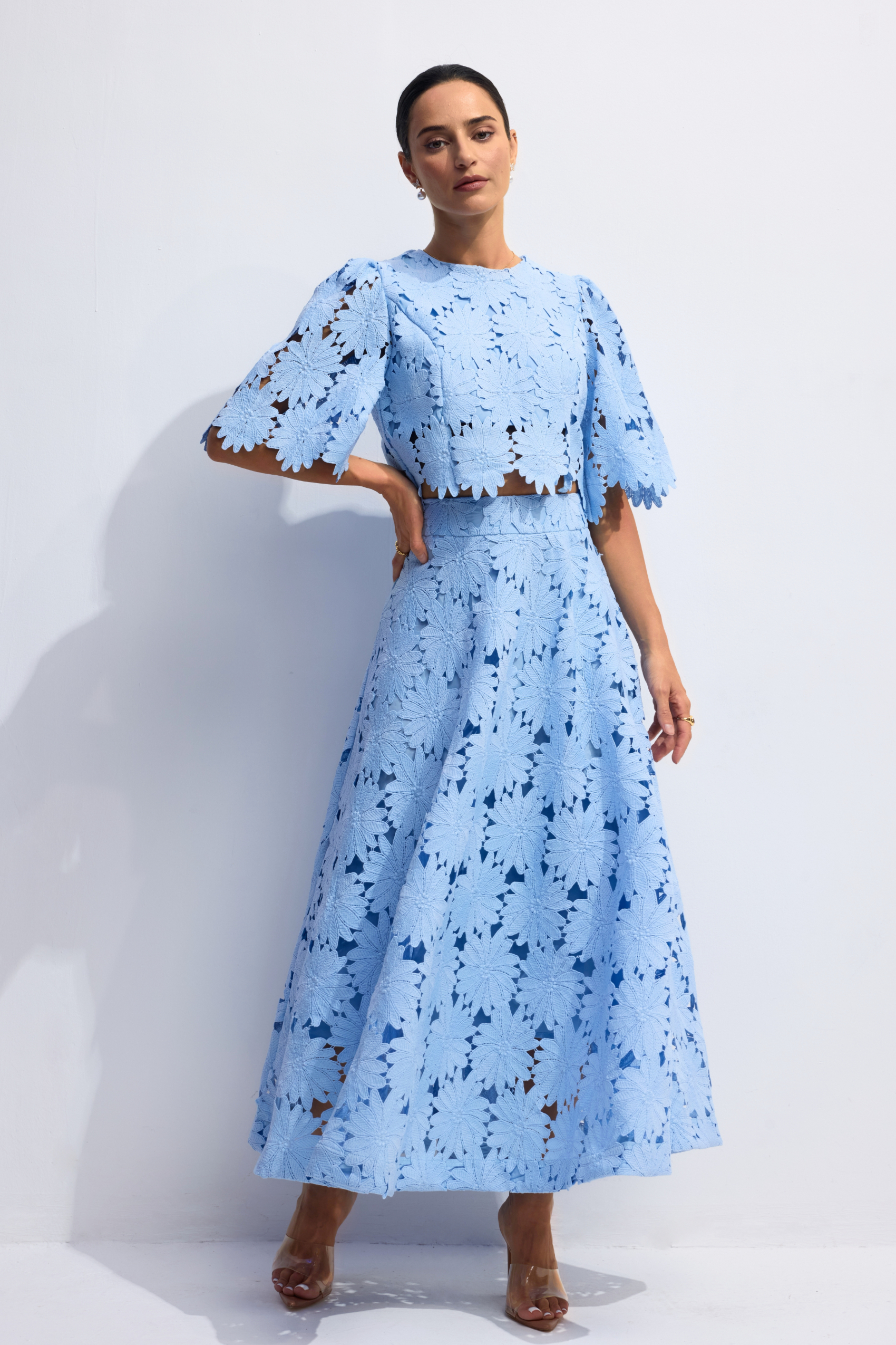 Madeline Lace Embroidered Top & Maxi Skirt Set