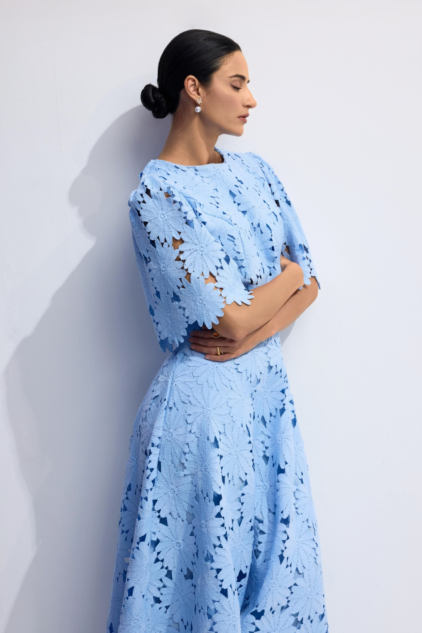 Madeline Lace Embroidered Top & Maxi Skirt Set