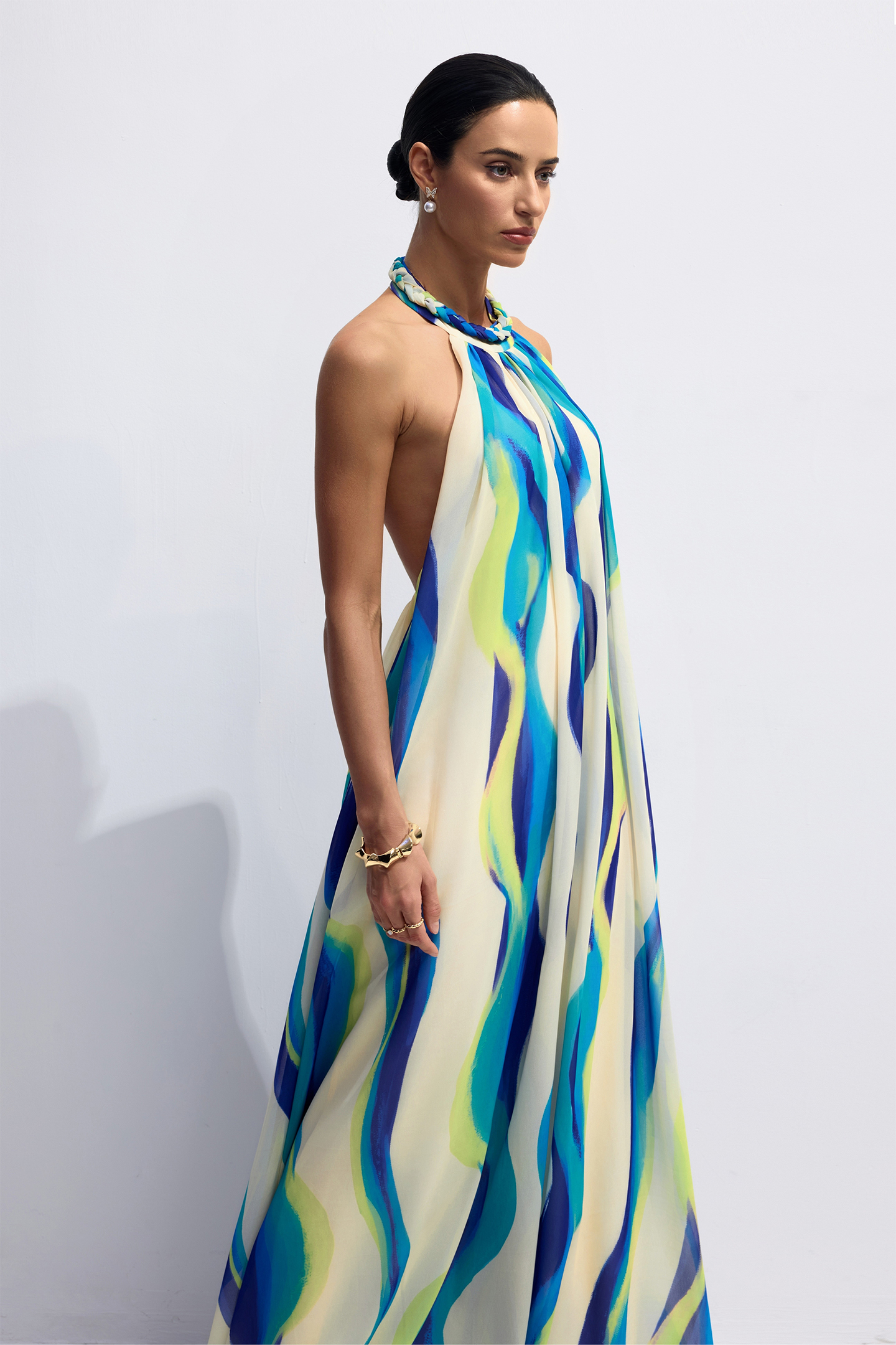 Halter Neck Abstract Print Dress ｜Resort Beach Vacation