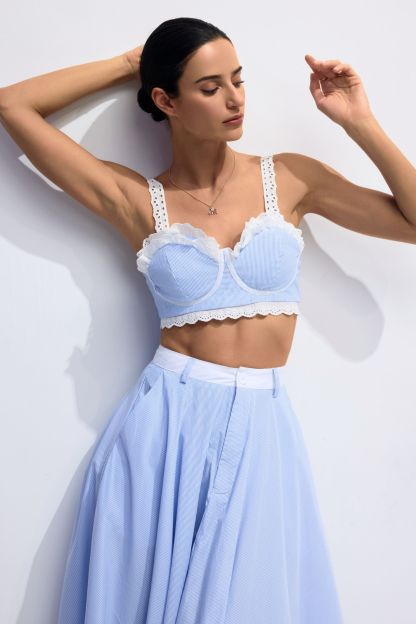 Astrid Lace Contrast Stripes Camisole & Skirt Set