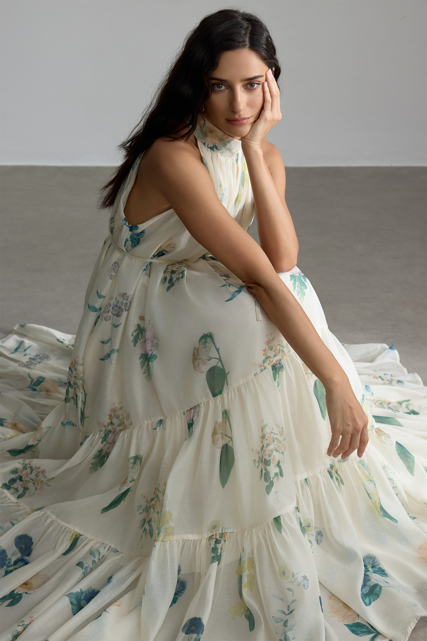 Harley Floral Print Halter Maxi Dress