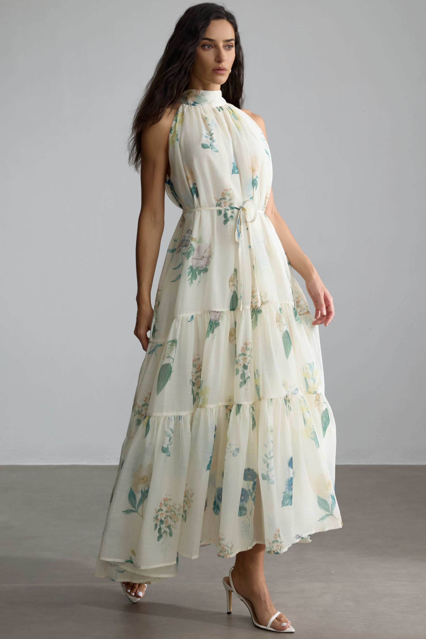 Harley Floral Print Halter Maxi Dress
