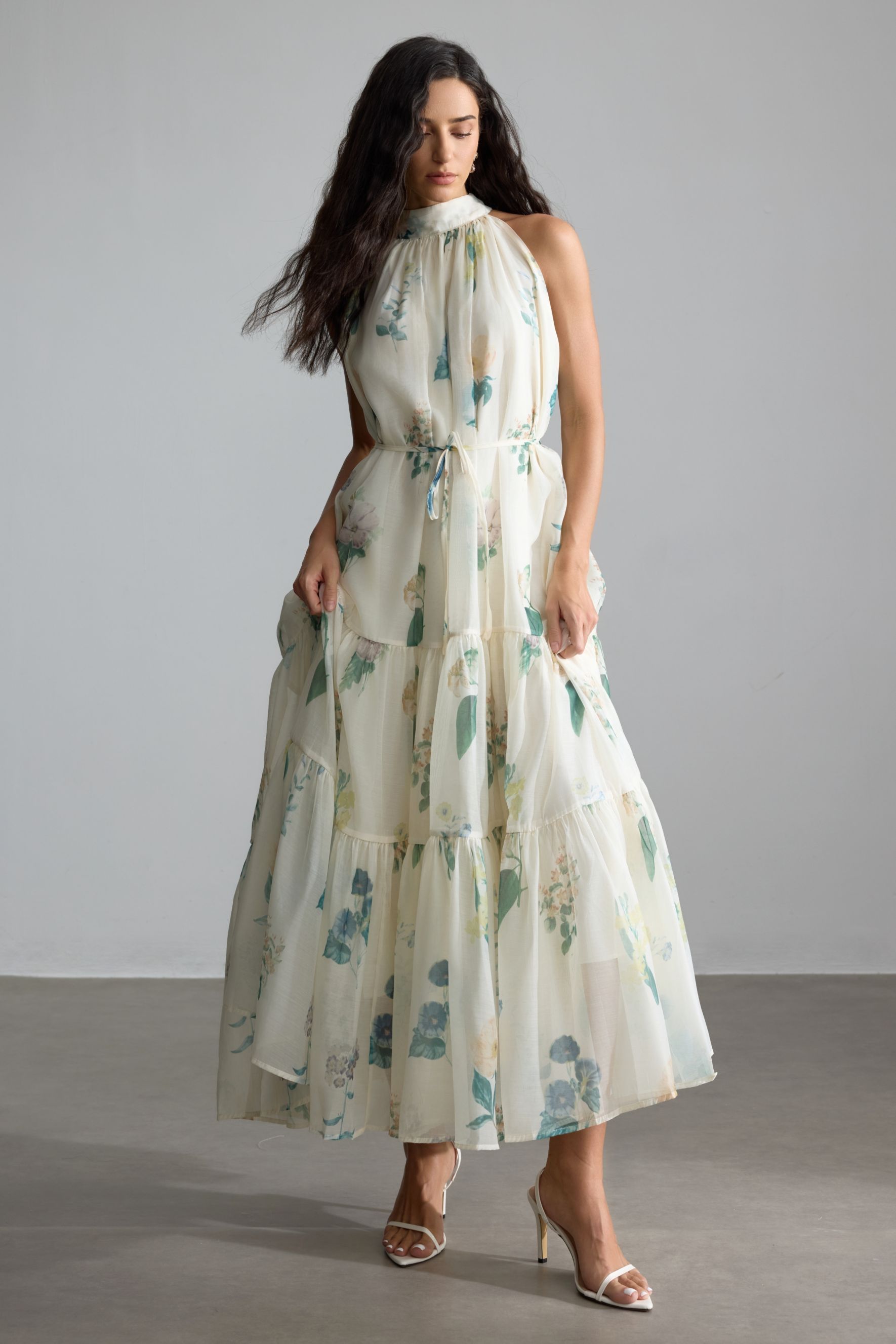 Harley Floral Print Halter Maxi Dress