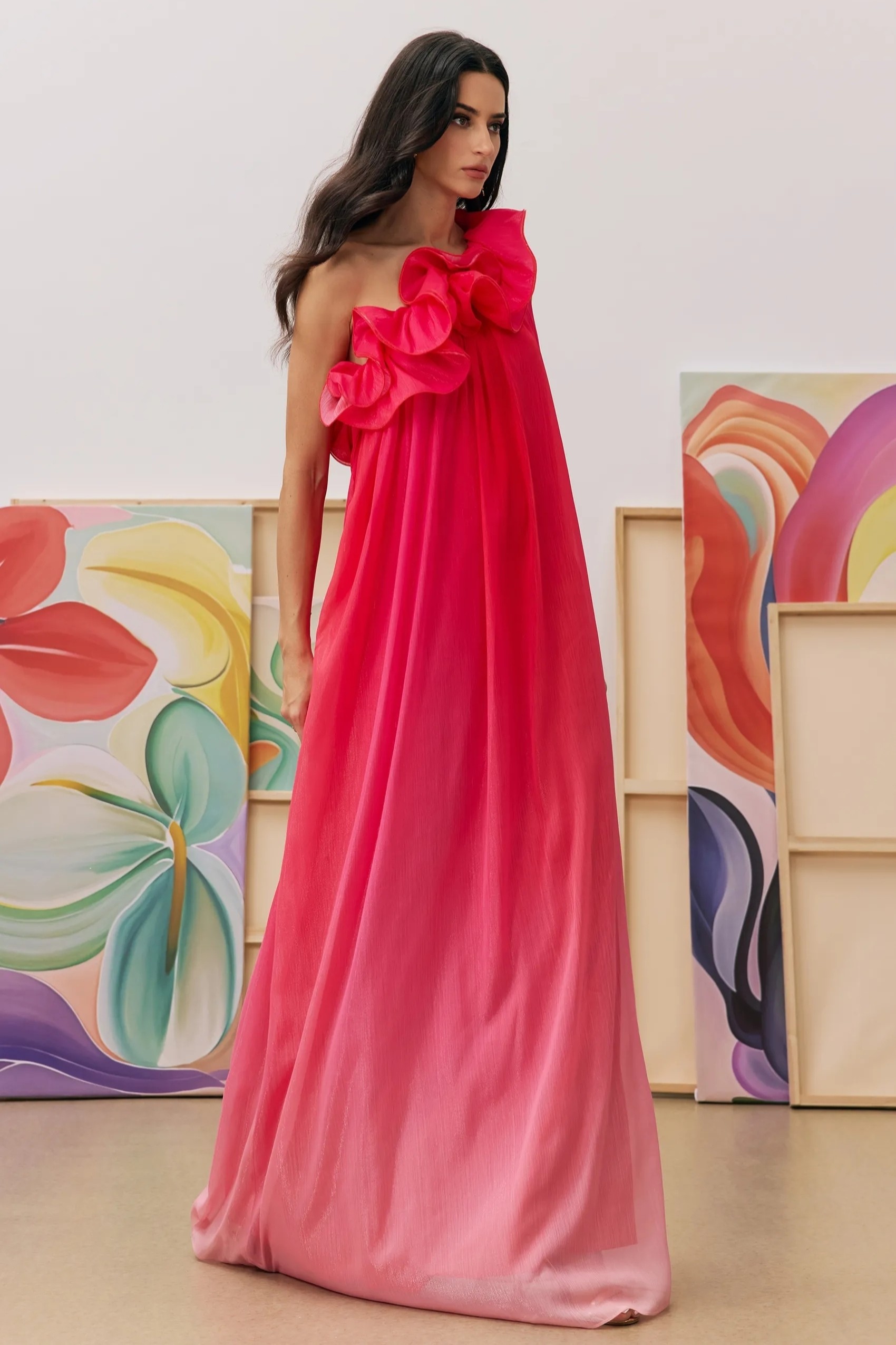 Fiona One Shoulder Gradient Maxi Dress